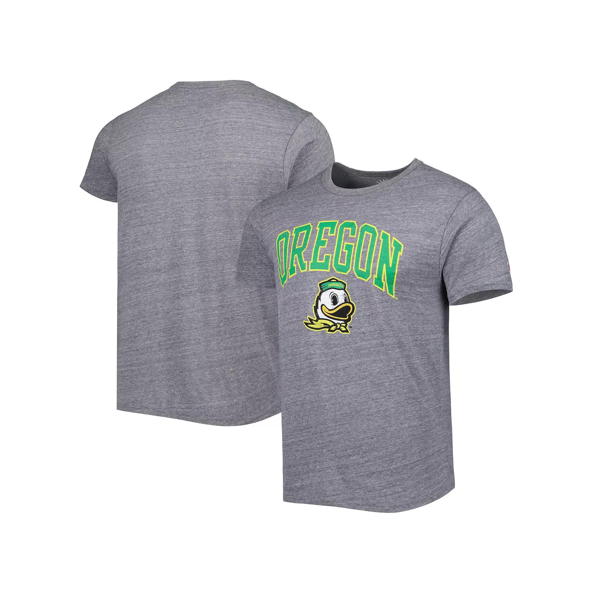 Men's League Collegiate Wear Heather Gray Oregon Ducks 1965 Arch Victory Falls Tri-Blend T-Shirt, Size: Medium, Grey Product Image