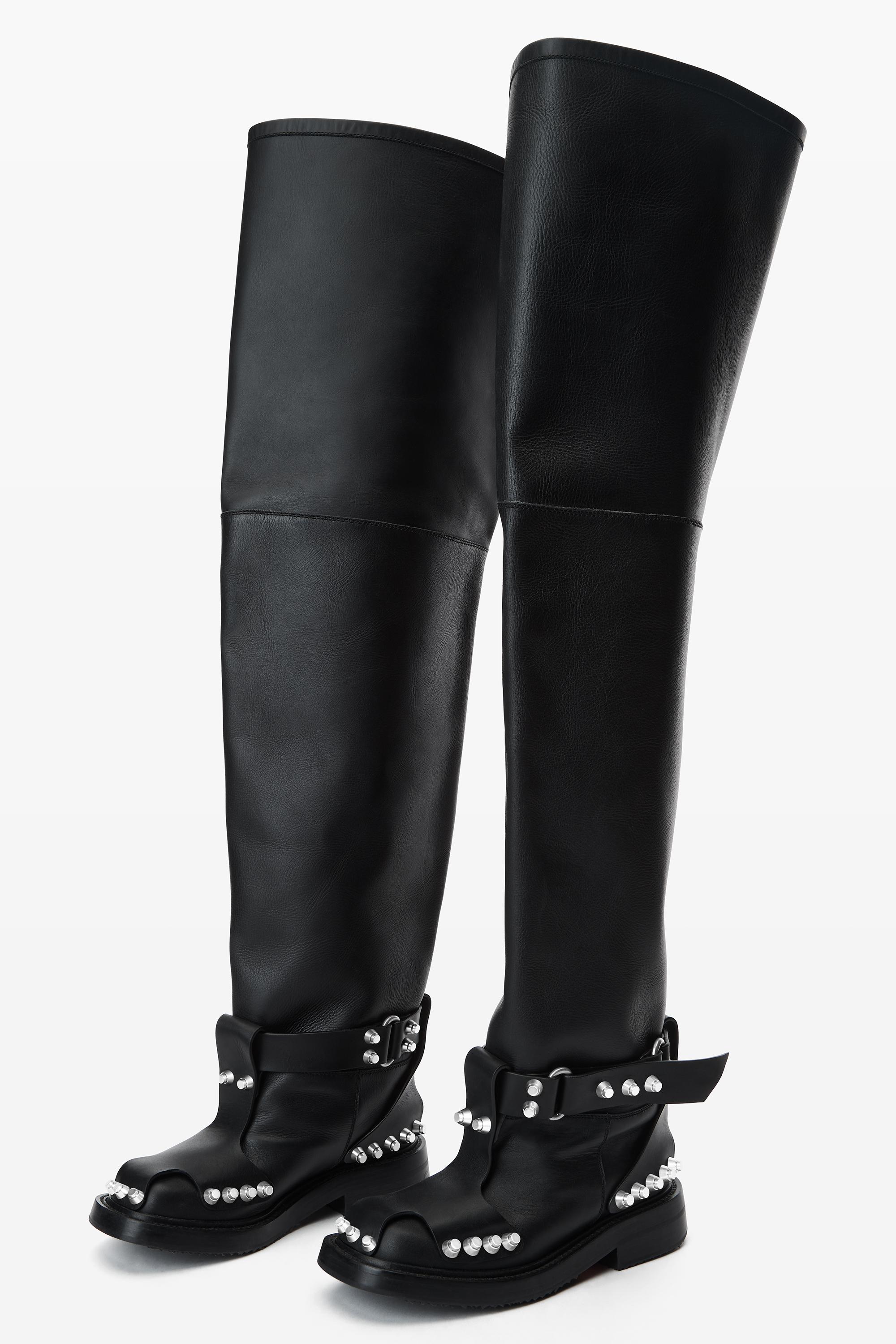 Dixon Buckle Thigh-high Boot In Leather Product Image