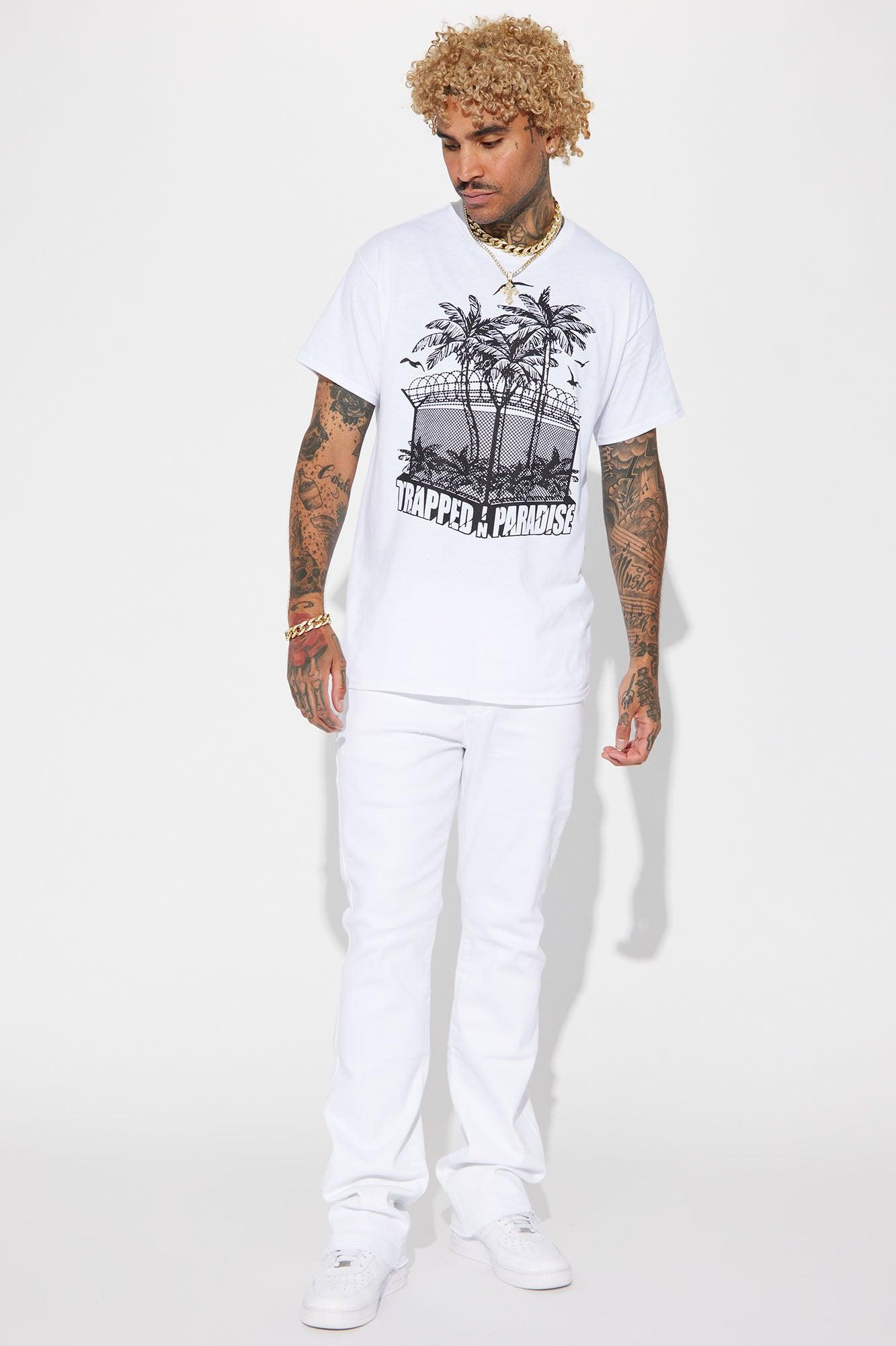 Cornell Stacked Skinny Flare Jeans - White Product Image
