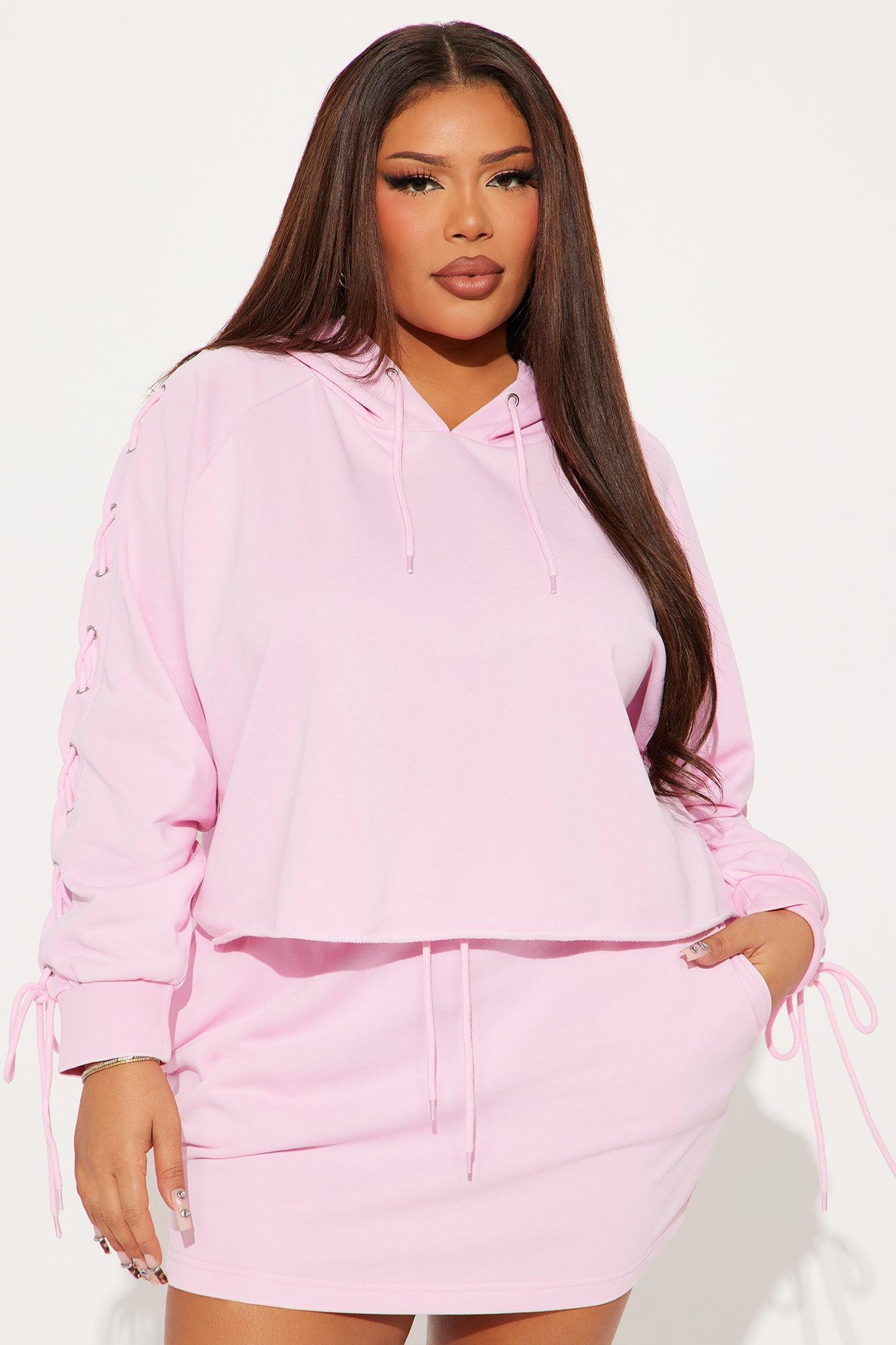 Mia French Terry Mini Skirt Set - Pink Product Image