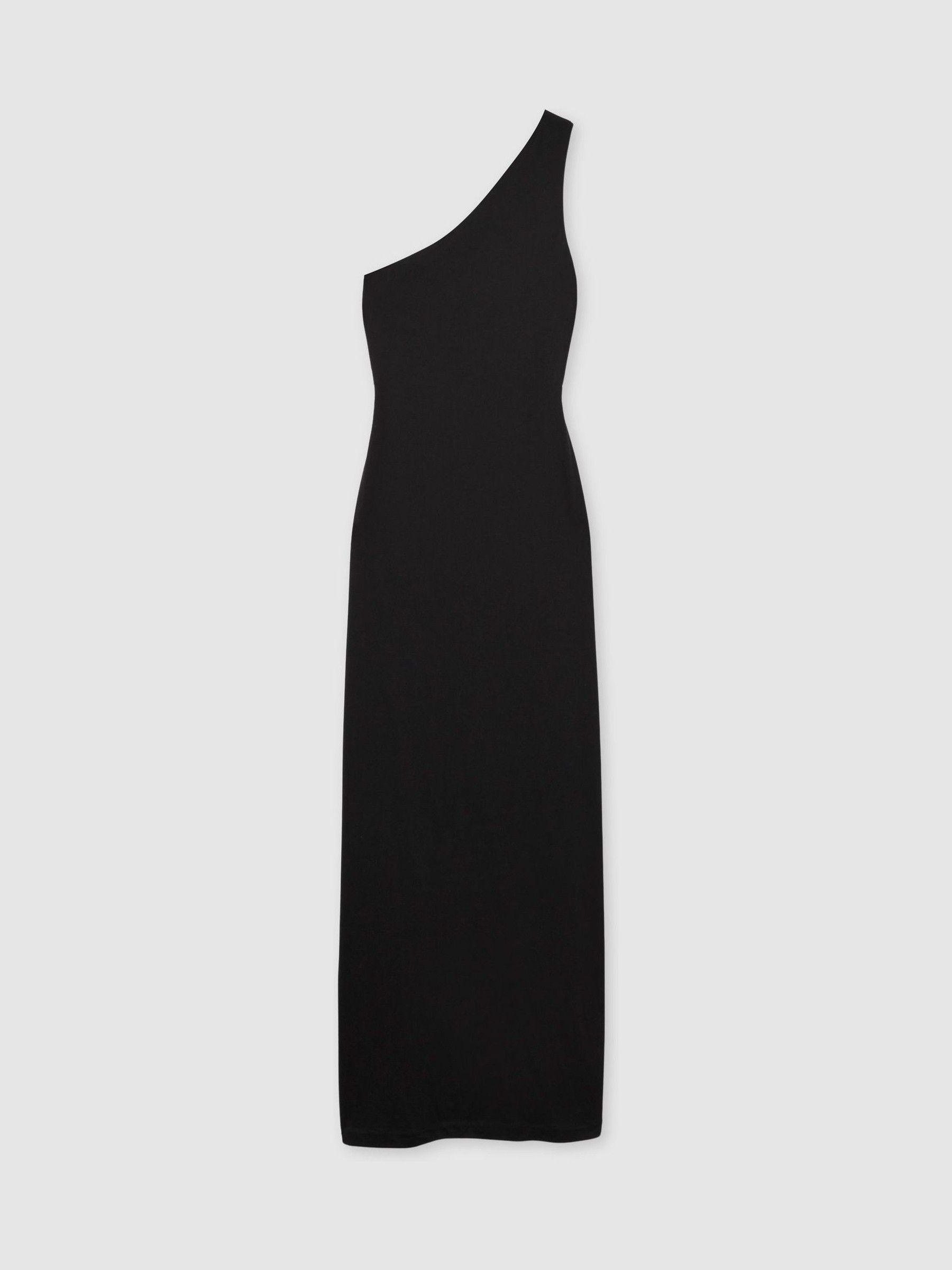 One-Shoulder Jersey Maxi Dress in Black Product Image