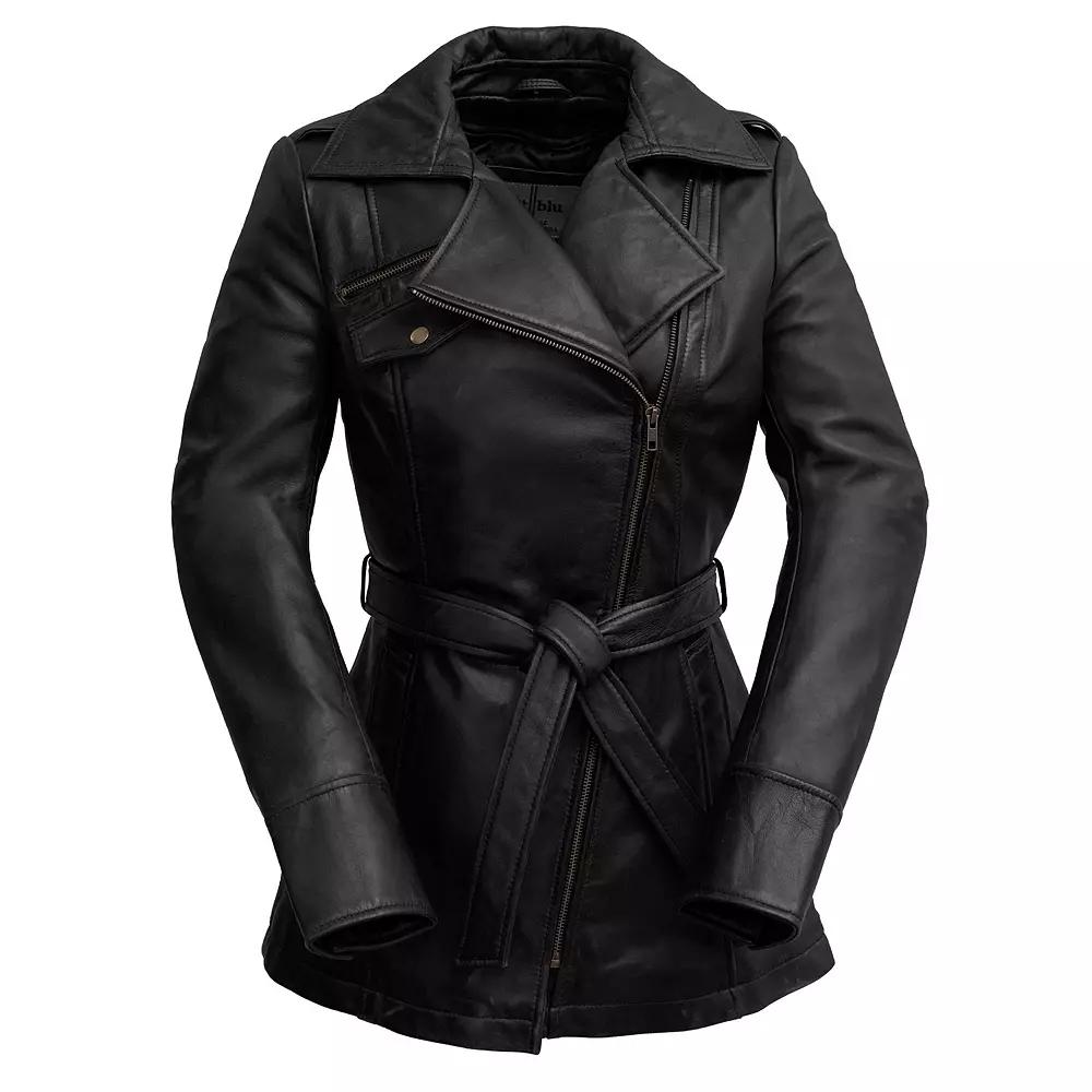Women's Whet Blu Leather Trench Coat,  Product Image