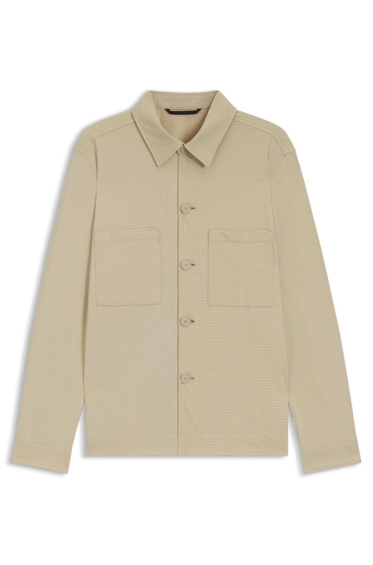 Relaxed-fit overshirt in stretch seersucker Product Image