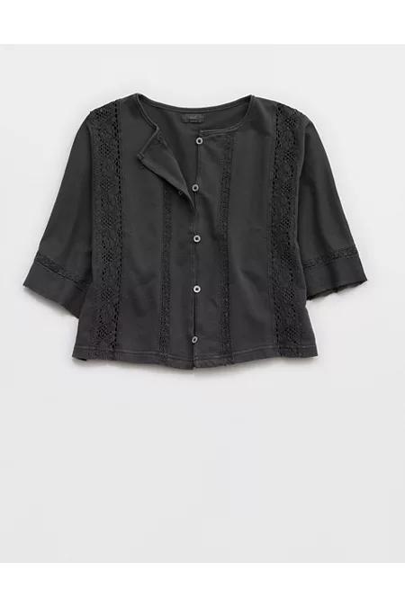 Aerie Short Sleeve Crochet Cardigan Women's Product Image