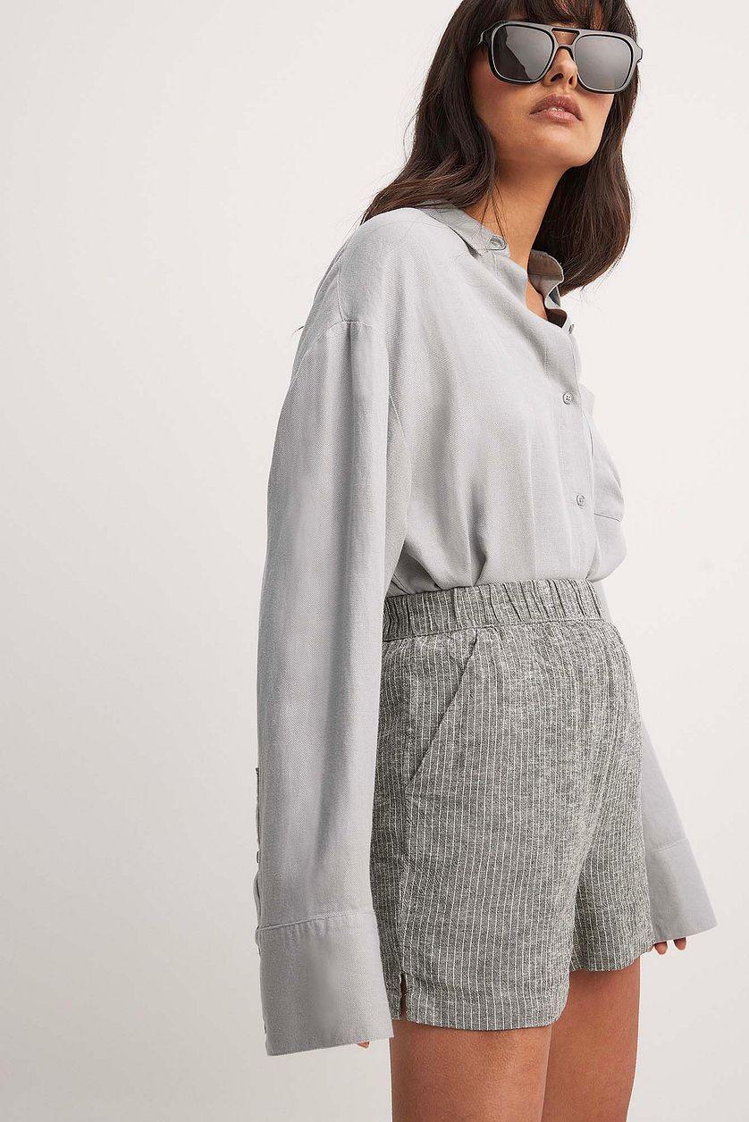 Elastic Waist Linen Blend Shorts Product Image