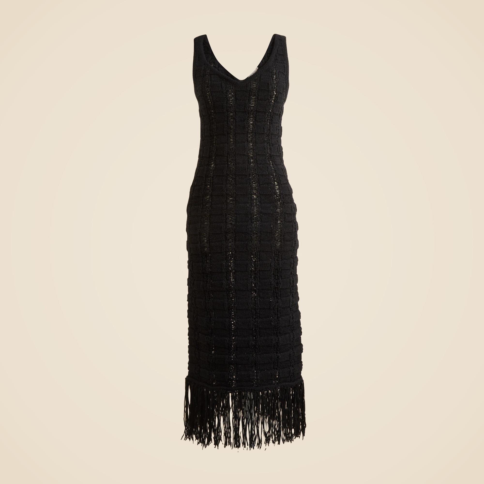 Fringe-trim sweater-dress Product Image