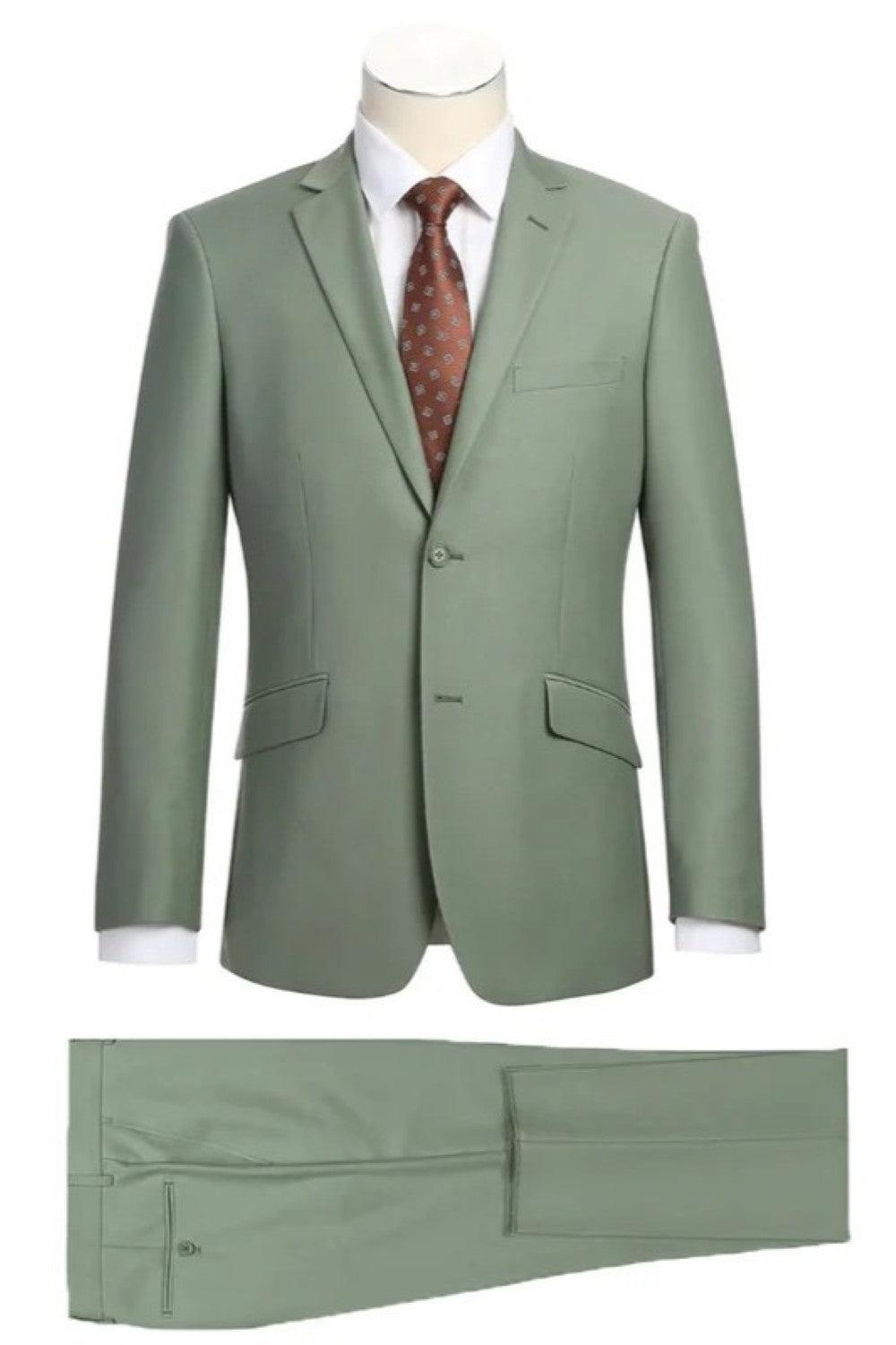 Vanderbilt Collection - Classic 2 Piece Suit 2 Buttons Regular Fit In Sage Product Image