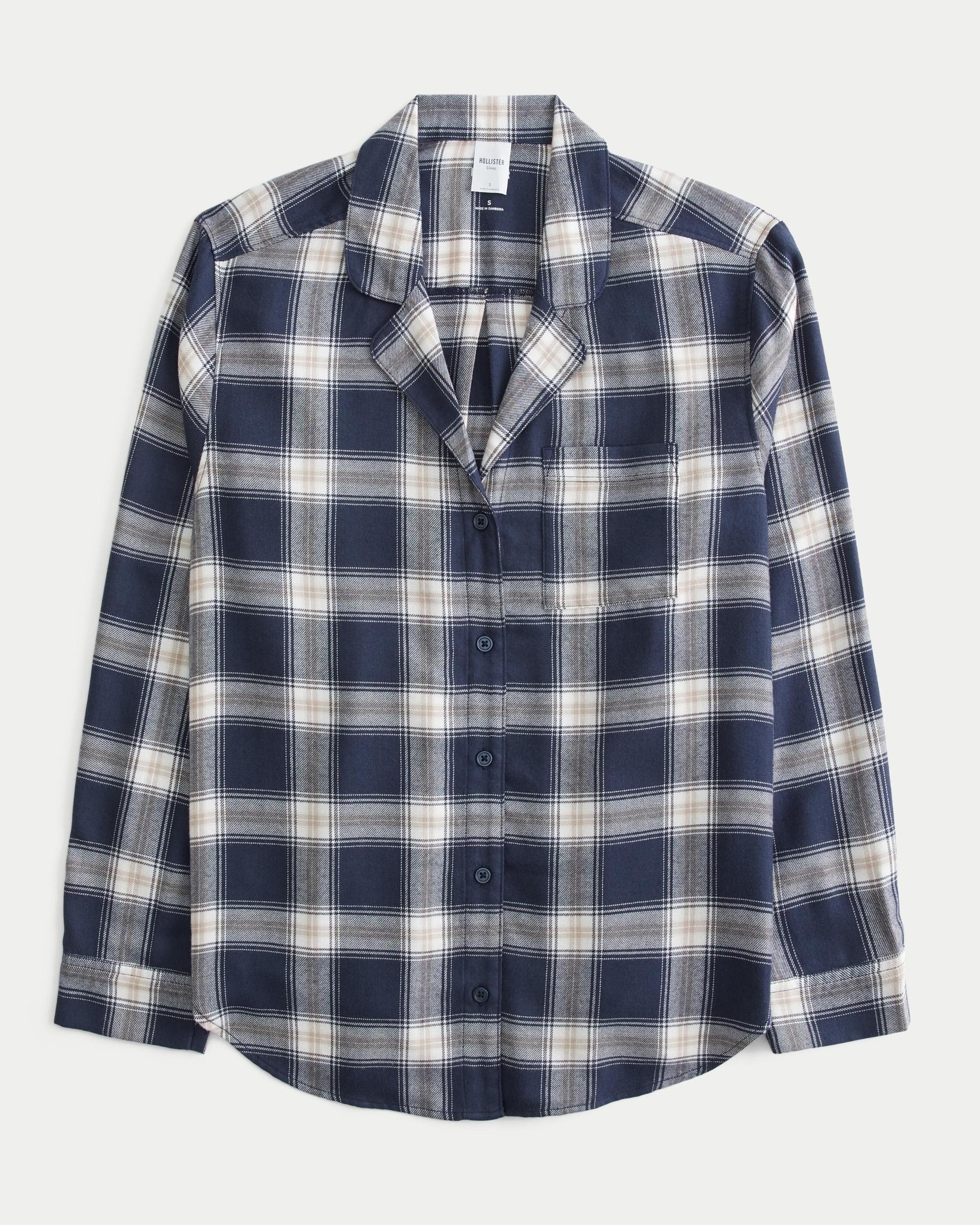 Long-Sleeve Flannel Pajama Top Product Image