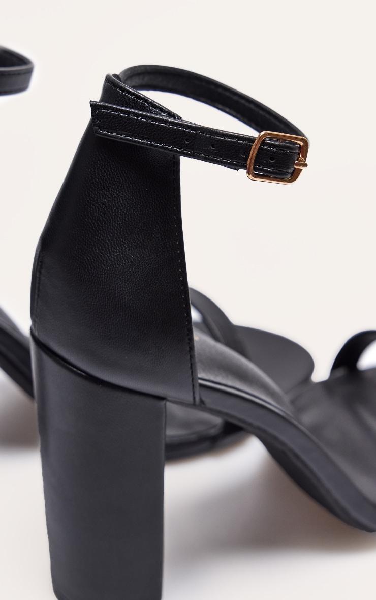 Black Wide Fit Round Toe Faux Suede Block Heeled Sandals Product Image