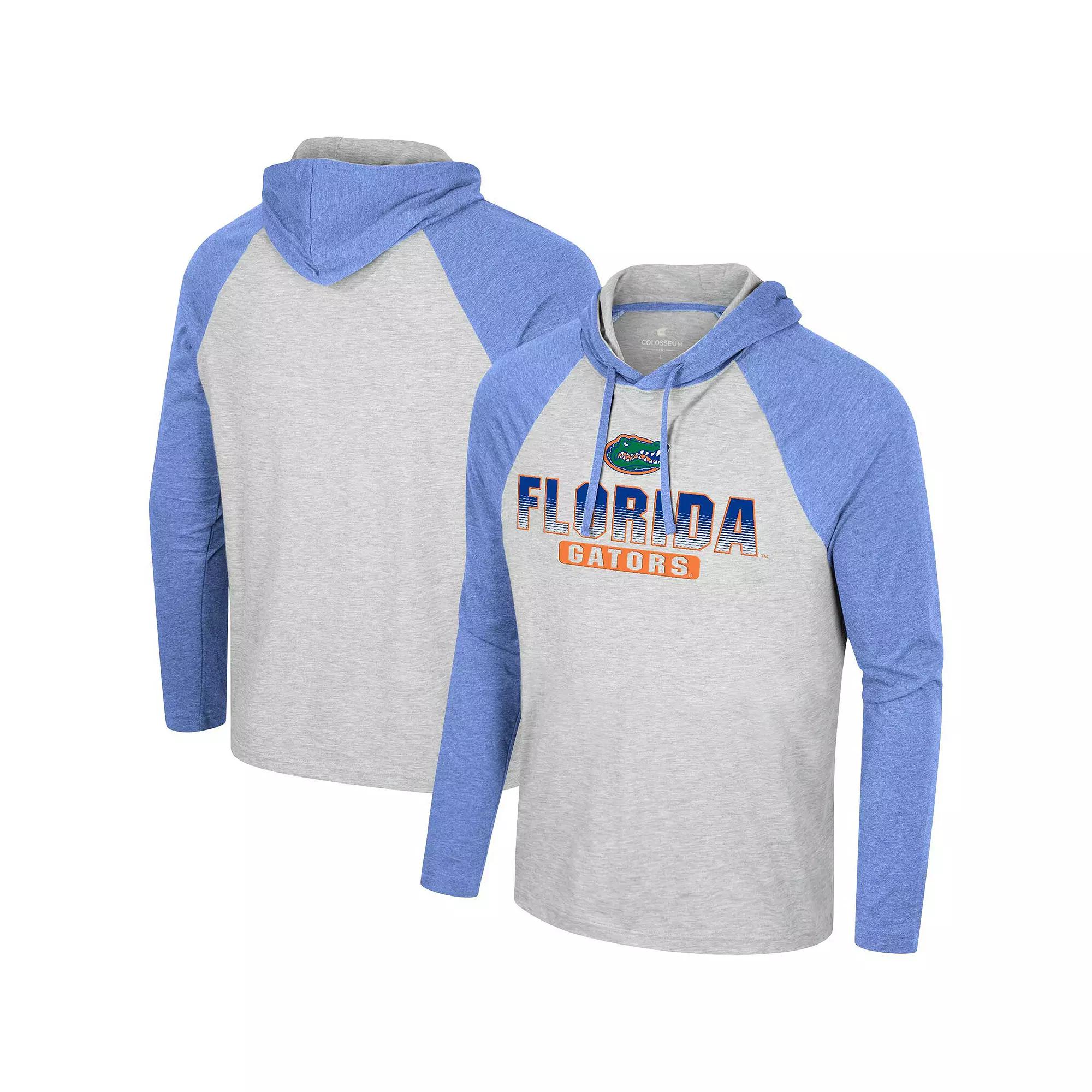 Men's Colosseum  Heather Grey Clemson Tigers Hasta La Vista Raglan Hoodie Long Sleeve T-Shirt, Size: Large Product Image