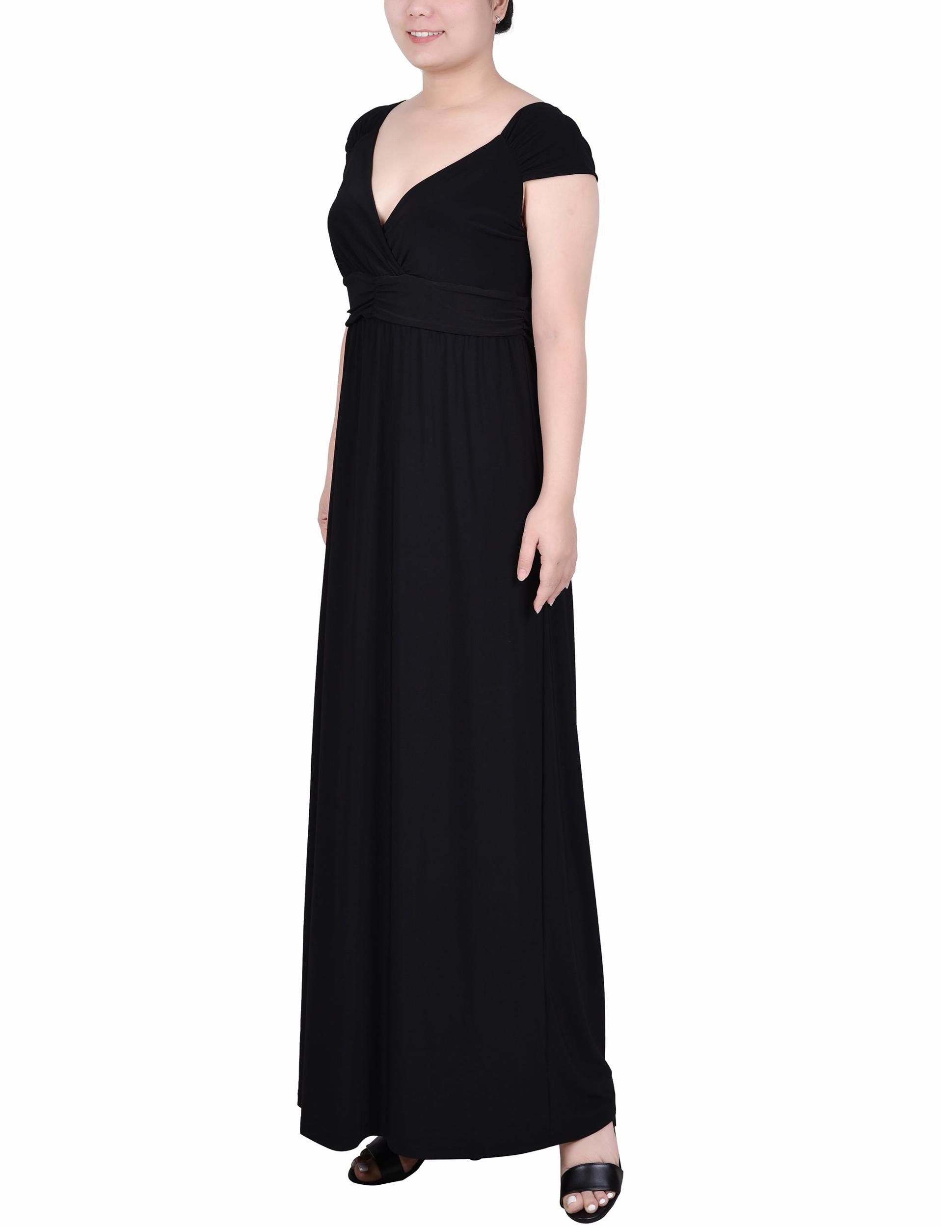 Black Ruched Empire-Waist Maxi Dress Product Image