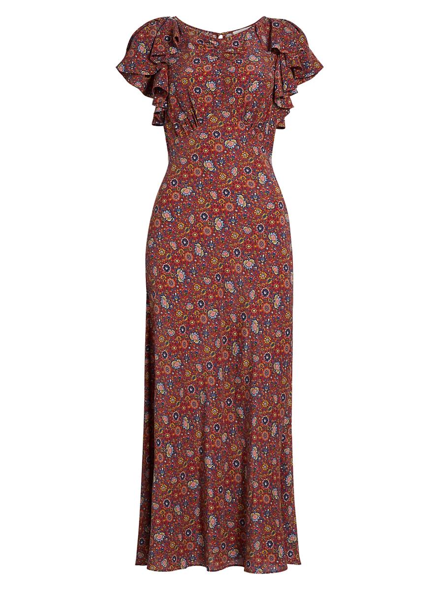 Womens Beatriz Floral Silk Short-Sleeve Maxi Dress Product Image