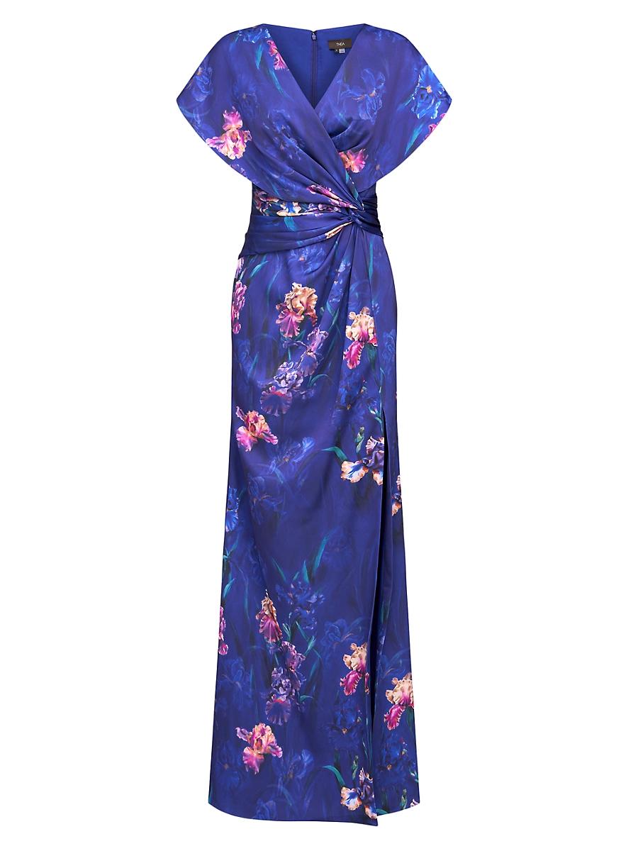 Womens Angelina Floral Satin Fit & Flare Gown Size 0 Product Image