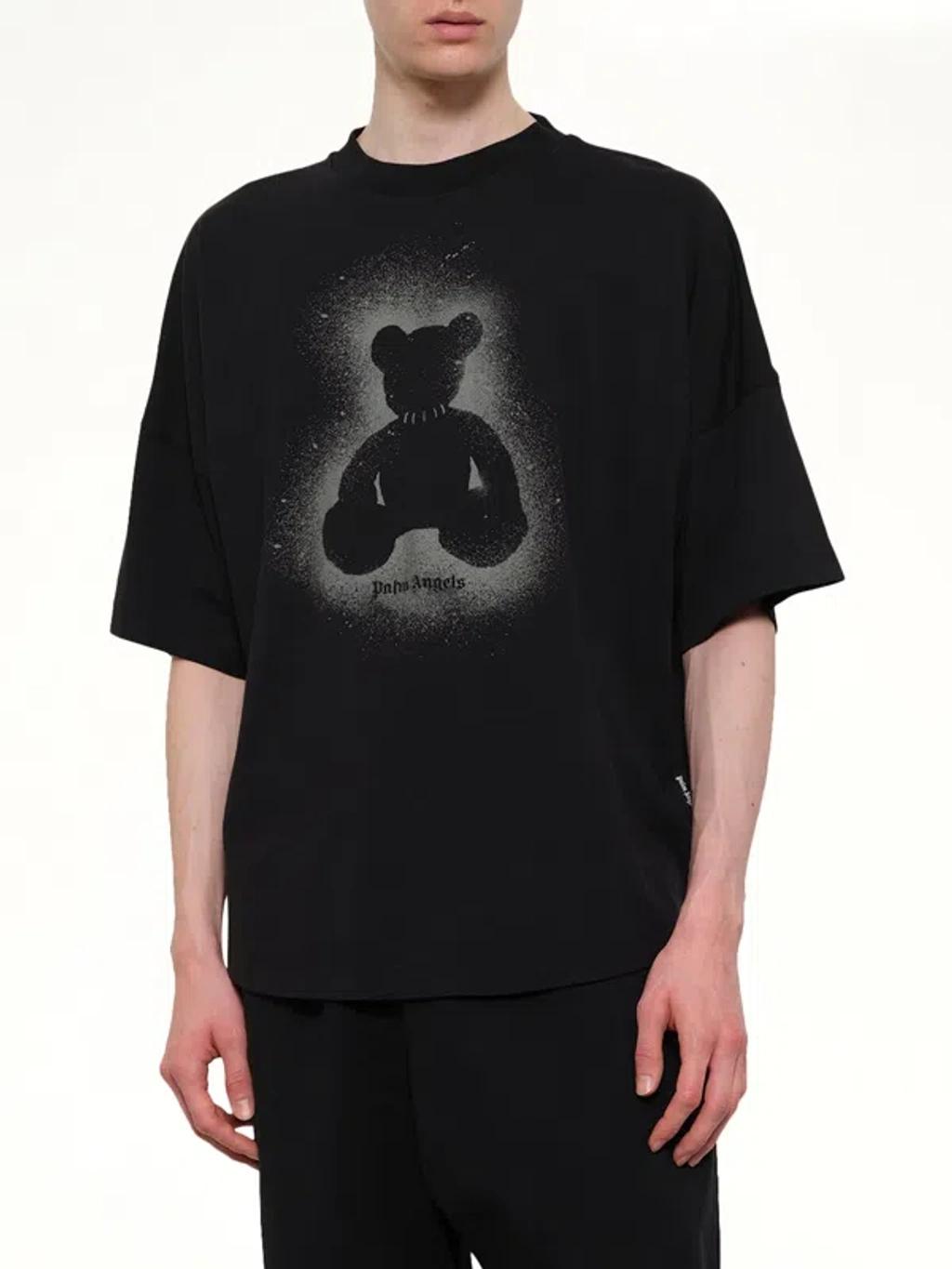 PALM ANGELS Spray Bear Graphic T-shirt In Black Product Image