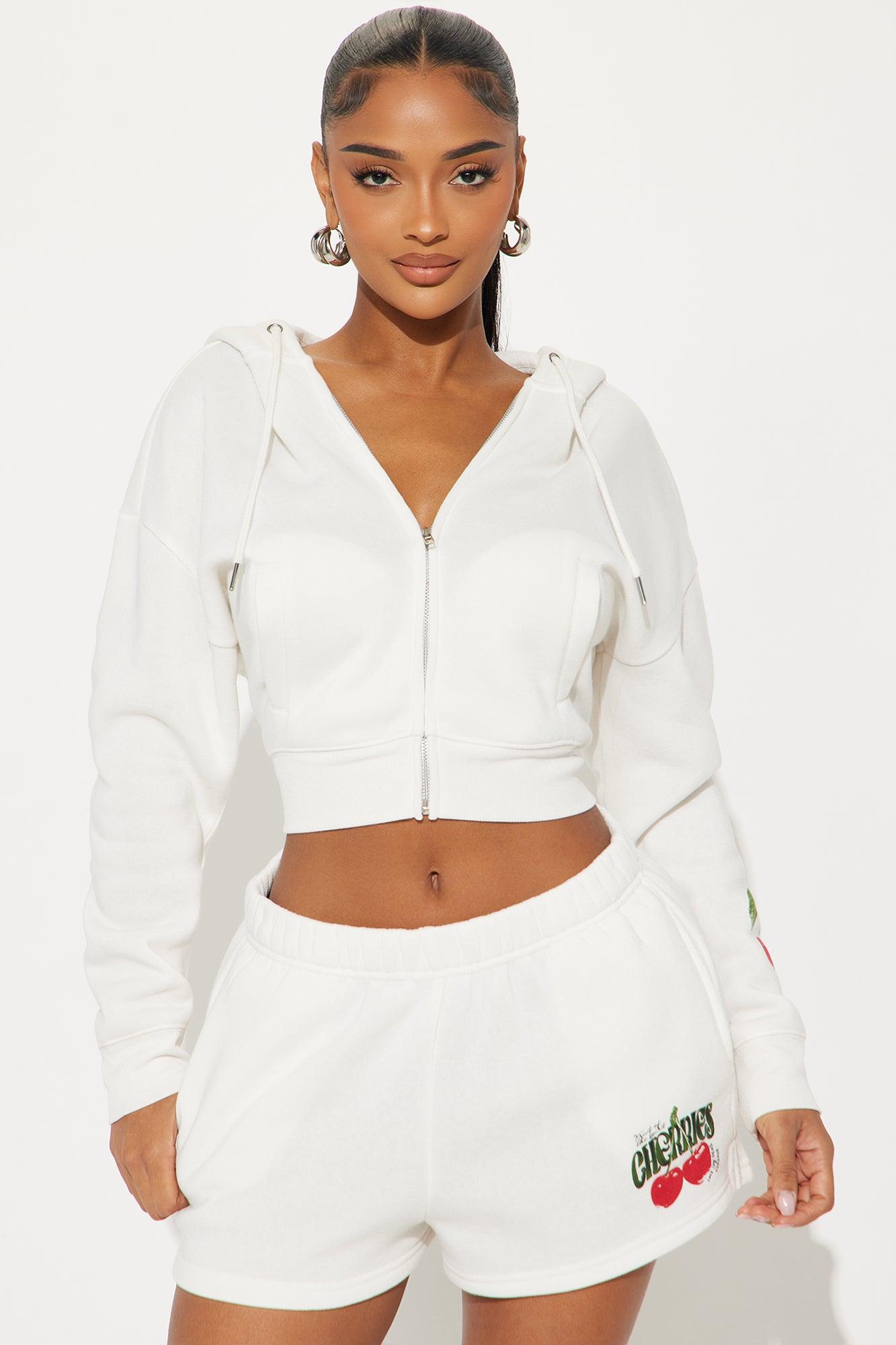 Tasty Cherries Fleece Short Set - Ivory Product Image