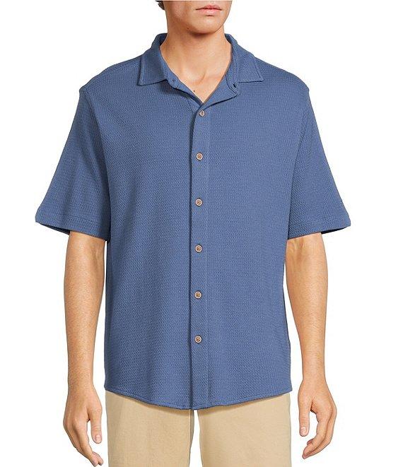 Roundtree & Yorke Short Sleeve Waffle Coatfront Shirt Product Image