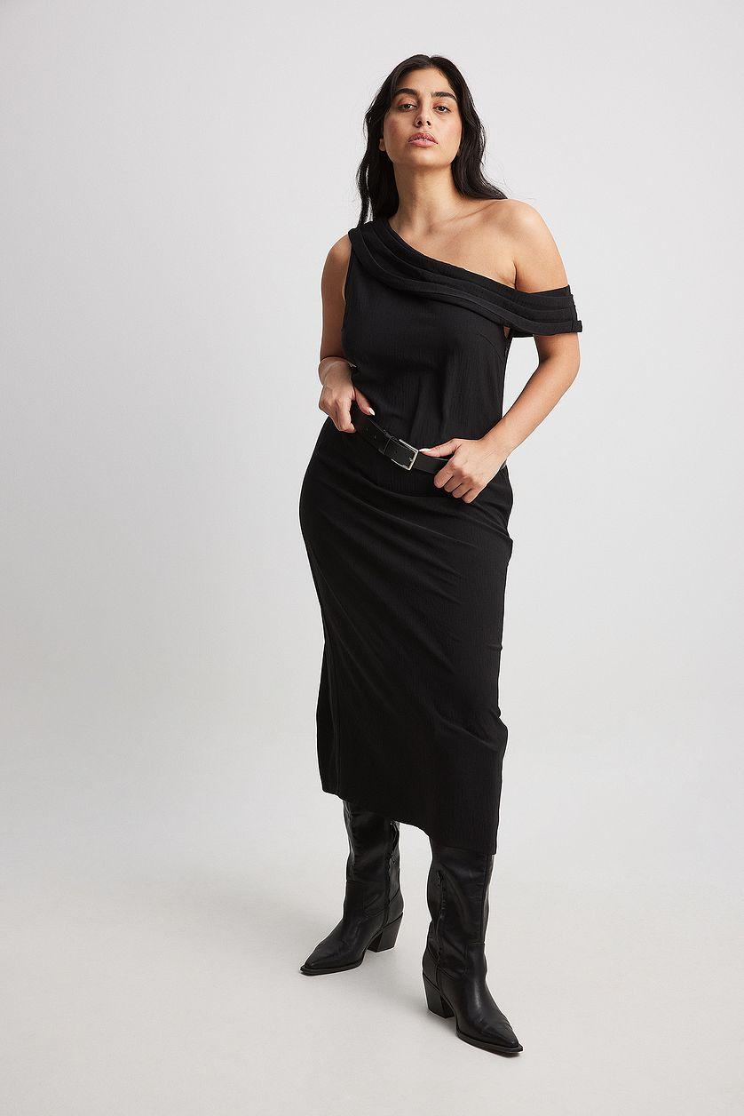 One Shoulder Draped Midi Dress Product Image