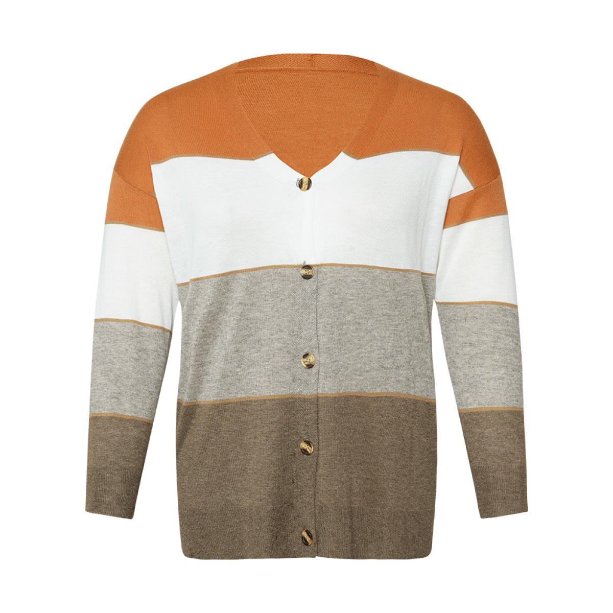 Plus Size Supersoft Essentials Colorblock Contrast Button Up Lightweight Cardigan Gray Women Casual Long Sleeve Dailywear Cardigans BloomChic 22-24/3X Product Image