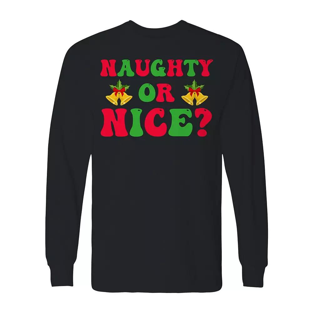 Men's Christmas Naughty Or Nice Long Sleeve Graphic Tee, Adult Unisex,  Product Image