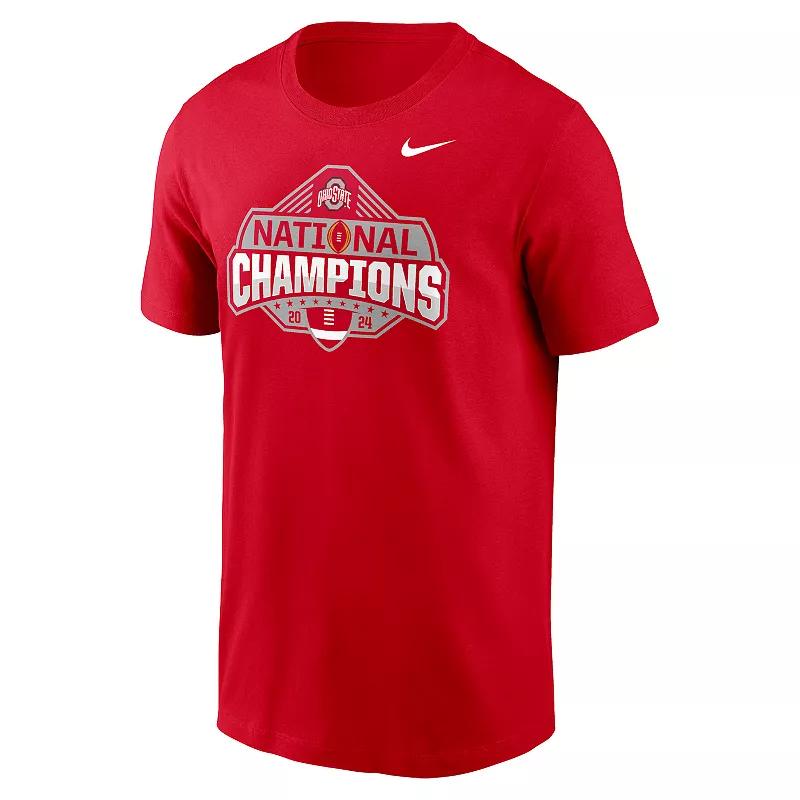 Men's Nike Scarlet Ohio State Buckeyes College Football Playoff 2024 National Champions Official Logo T-Shirt, Size: Small, Red Product Image