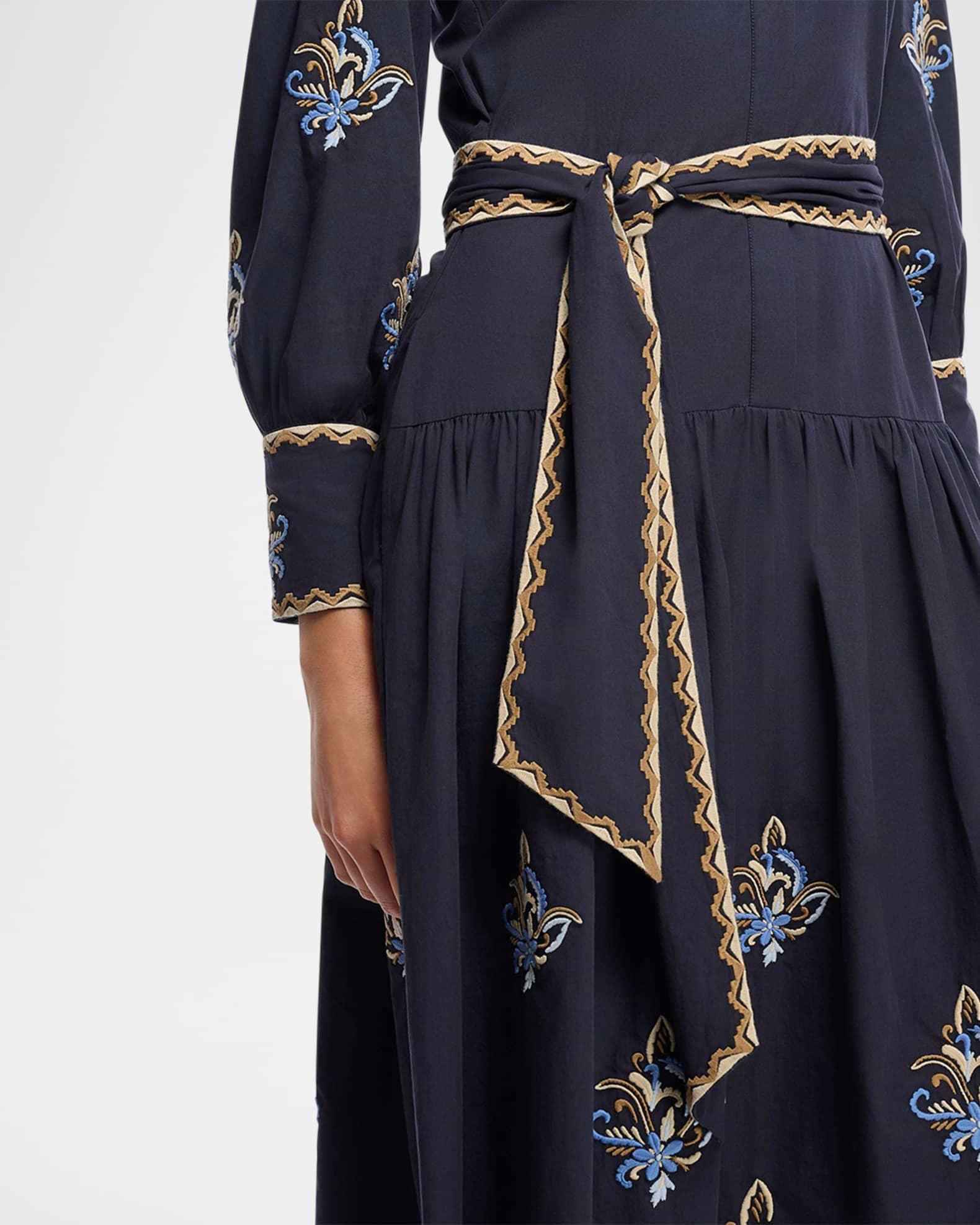 Geer Embroidered Cotton Midi Shirtdress Product Image