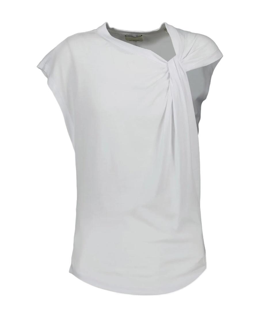 ISABEL MARANT Cap Sleeves Knot-detail Cotton Top In White Product Image