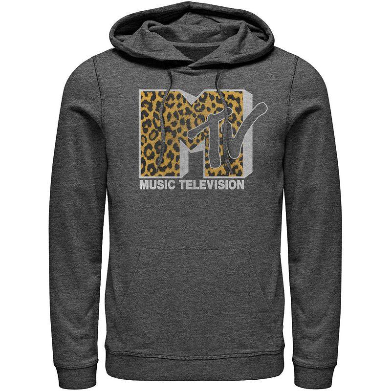 Men's MTV Logo Cheetah Print Hoodie, Size: Medium, Char Hthr Product Image