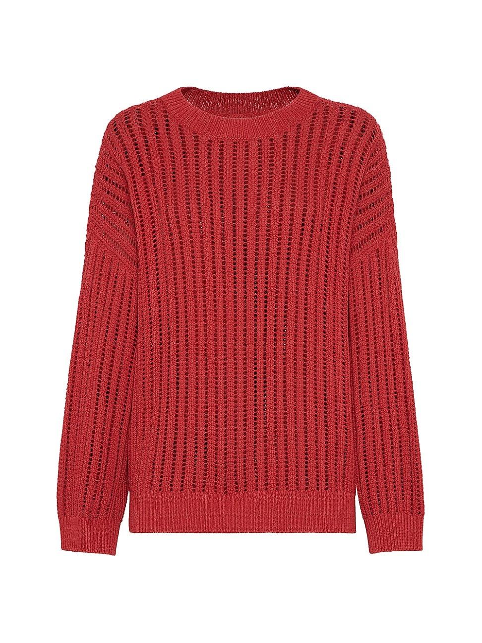 Womens Cotton Openwork Rib Sweater Product Image