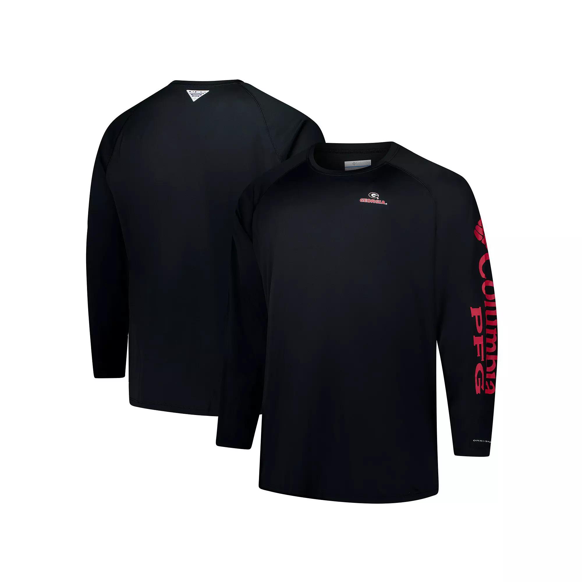 Men's Columbia Black Georgia Bulldogs Big & Tall Terminal Tackle Raglan Omni-Wick Long Sleeve T-Shirt,  Product Image