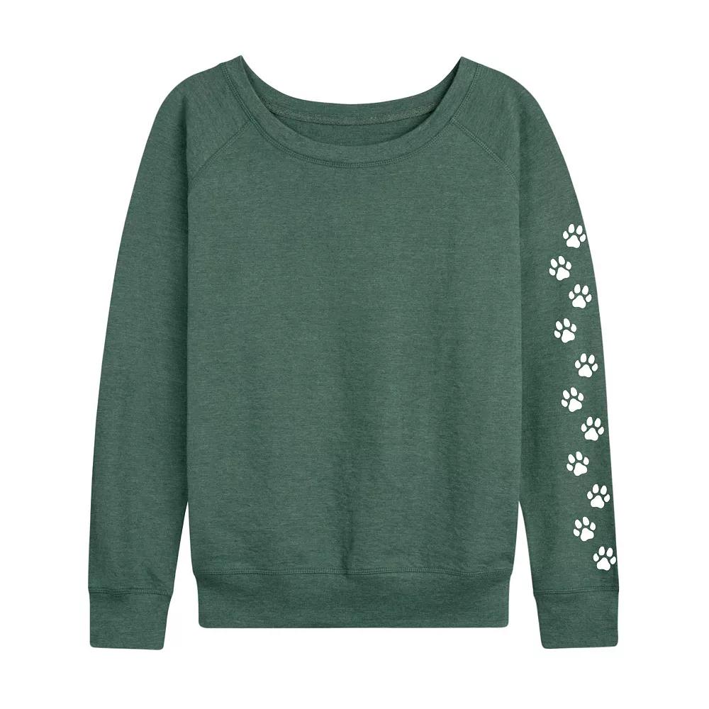 Women's Paw Prints Sleeve French Terry Long Sleeve Tee, Girl's,  Product Image