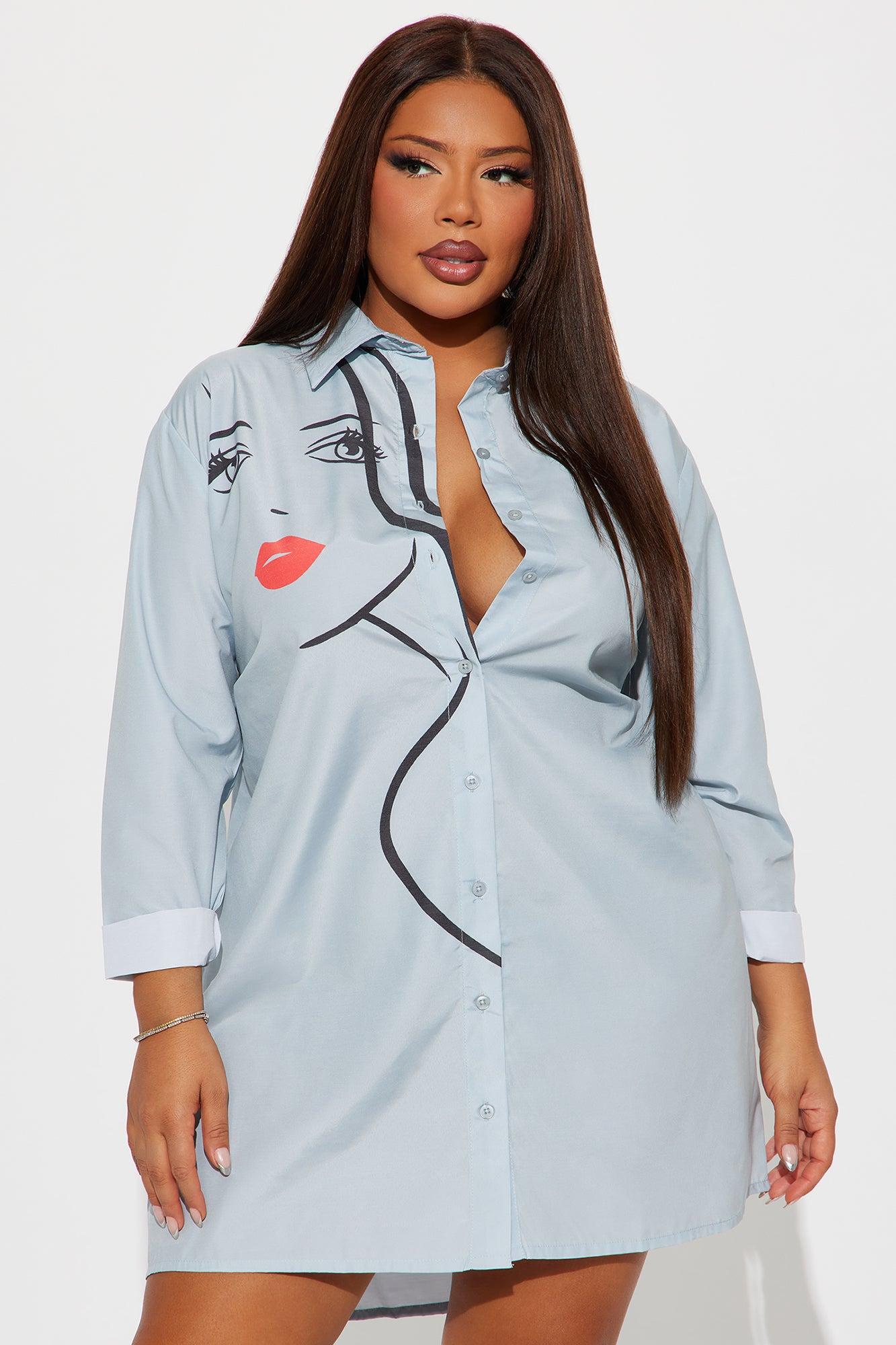I See You Mini Shirt Dress - Grey Product Image