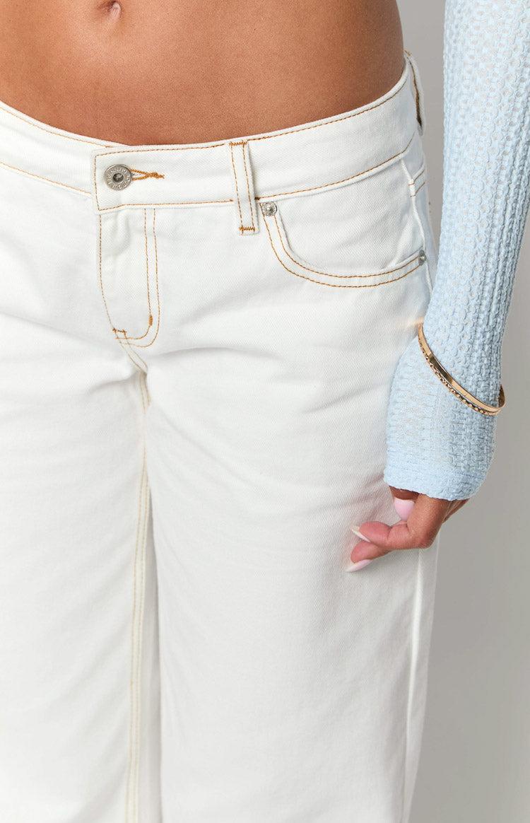 Clara Star White Denim Low Rise Jeans Girls Product Image