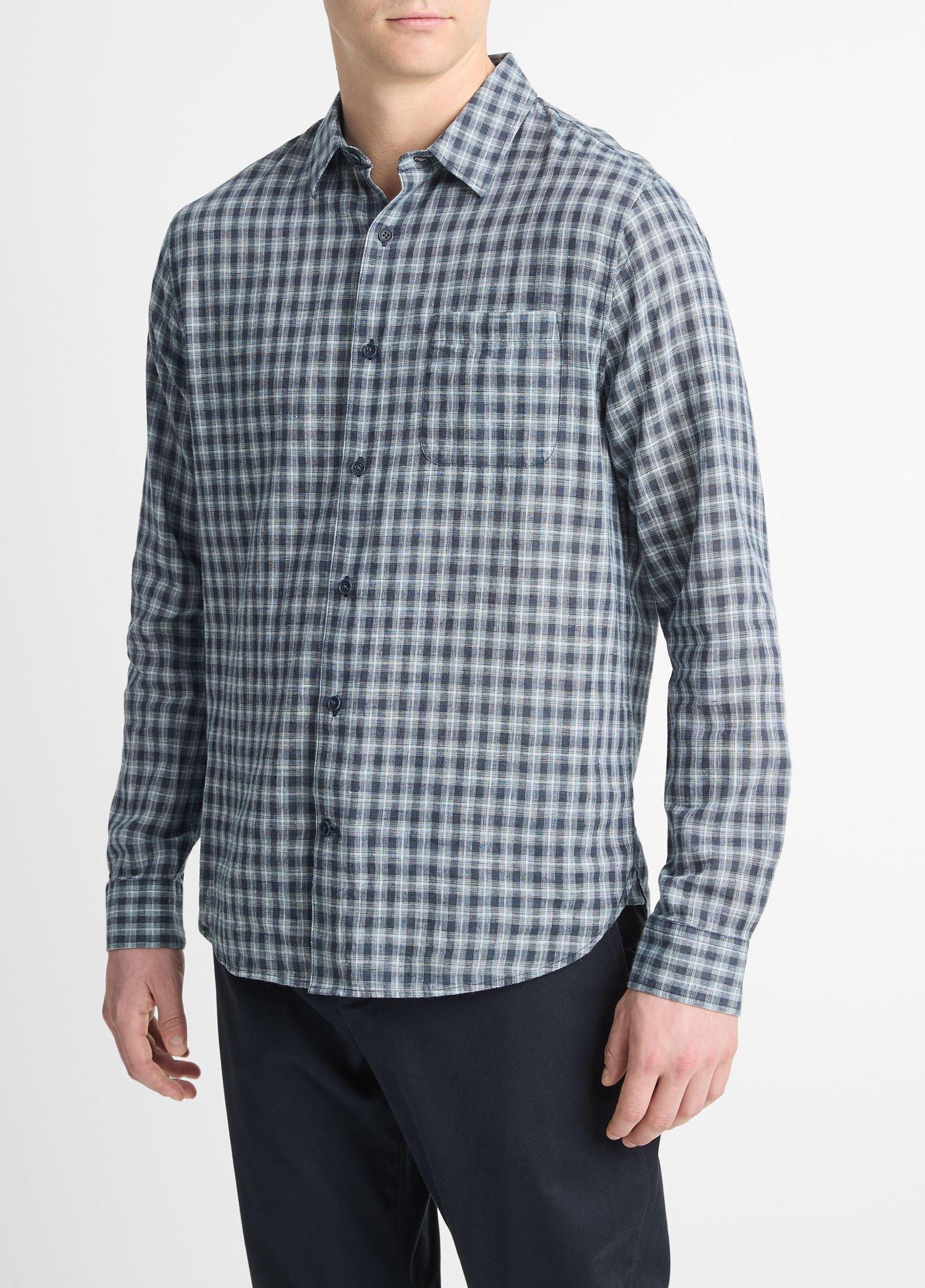 Summit Plaid Linen-Cotton Long-Sleeve Shirt Product Image