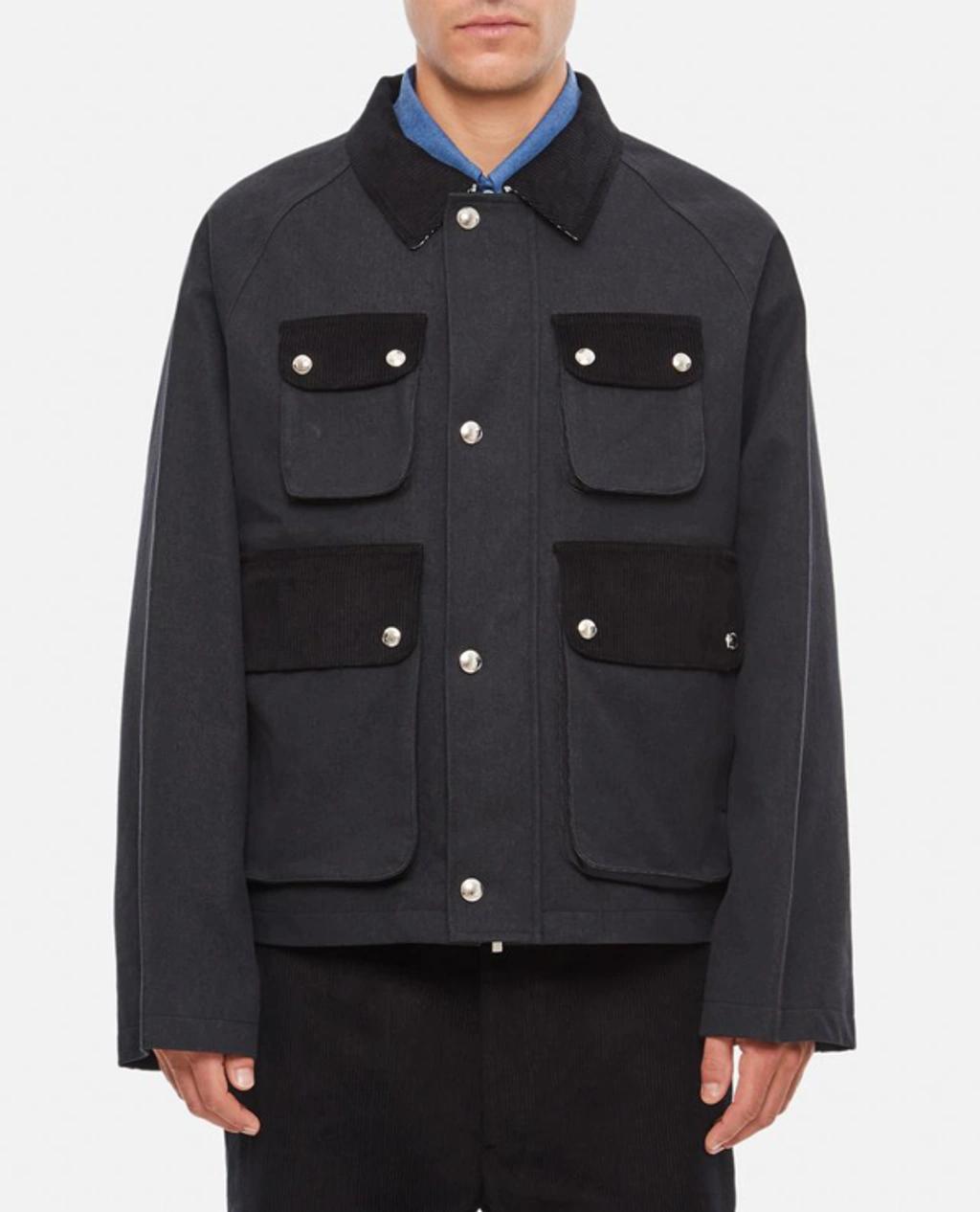 THOM BROWNE Cropped Relaxed Field Jacket Top Applied Pockets In Black Product Image