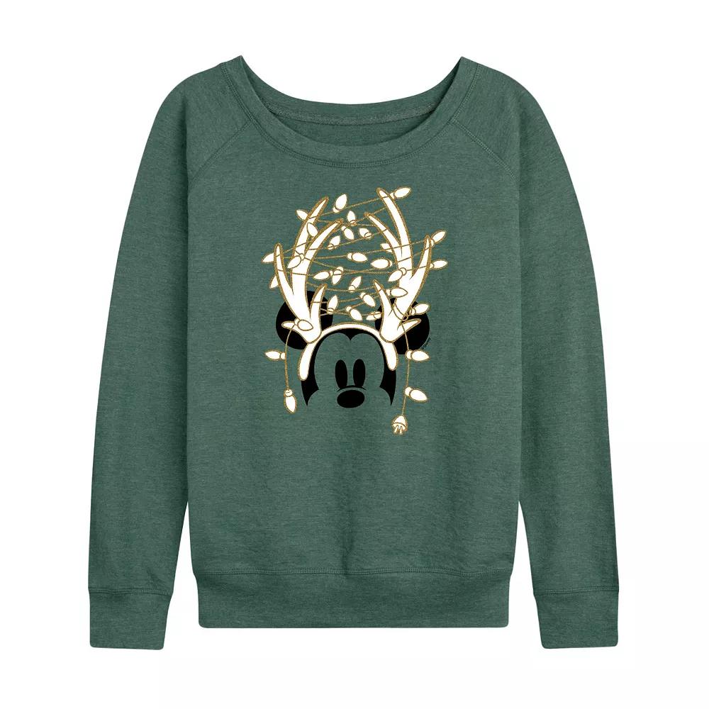 Disney's Mickey Mouse Women's Gold Antlers French Terry Long Sleeve Tee,  Product Image