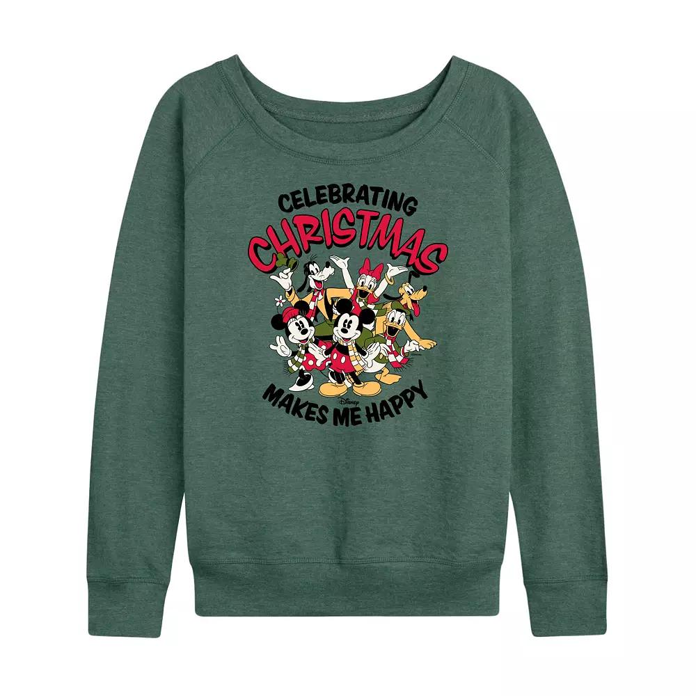 Disney's Mickey Mouse & Friends Women's Celebrating Christmas French Terry Long Sleeve Tee,  Product Image