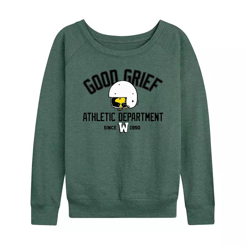 Women's Peanuts Good Grief Woodstock French Terry Long Sleeve Tee, Girl's, Size: XL, Grey Green Product Image