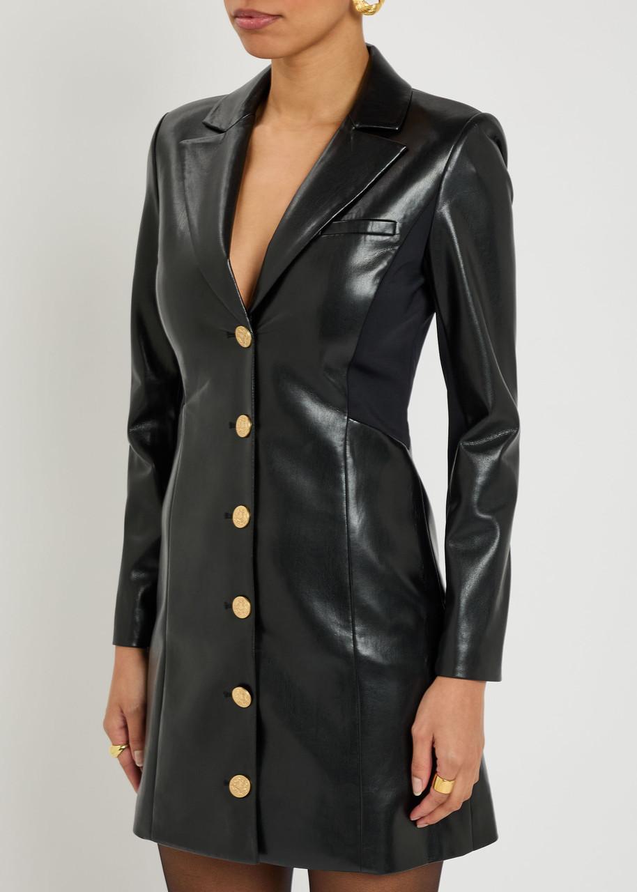 ALICE AND OLIVIA Michelle Fitted Vegan Leather Blazer Dress In Black Product Image