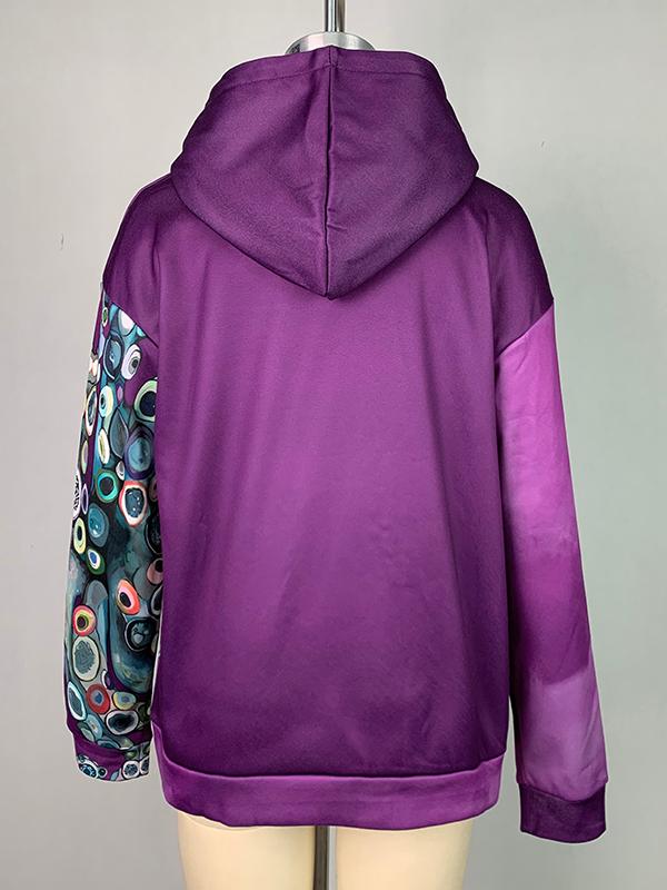 Long Sleeves Printed Hooded Hoodies Tops Product Image