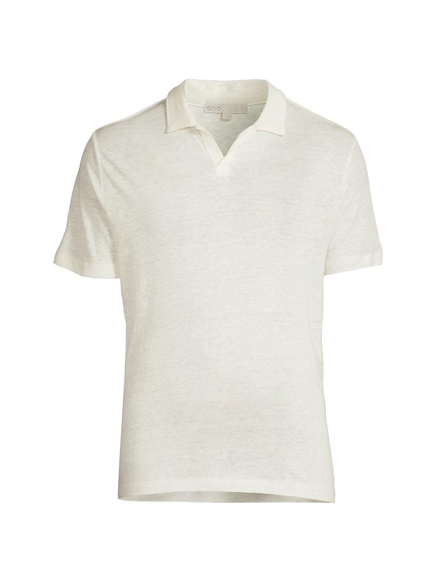 Mens Shaun Linen Johnny Collar Polo Shirt Product Image
