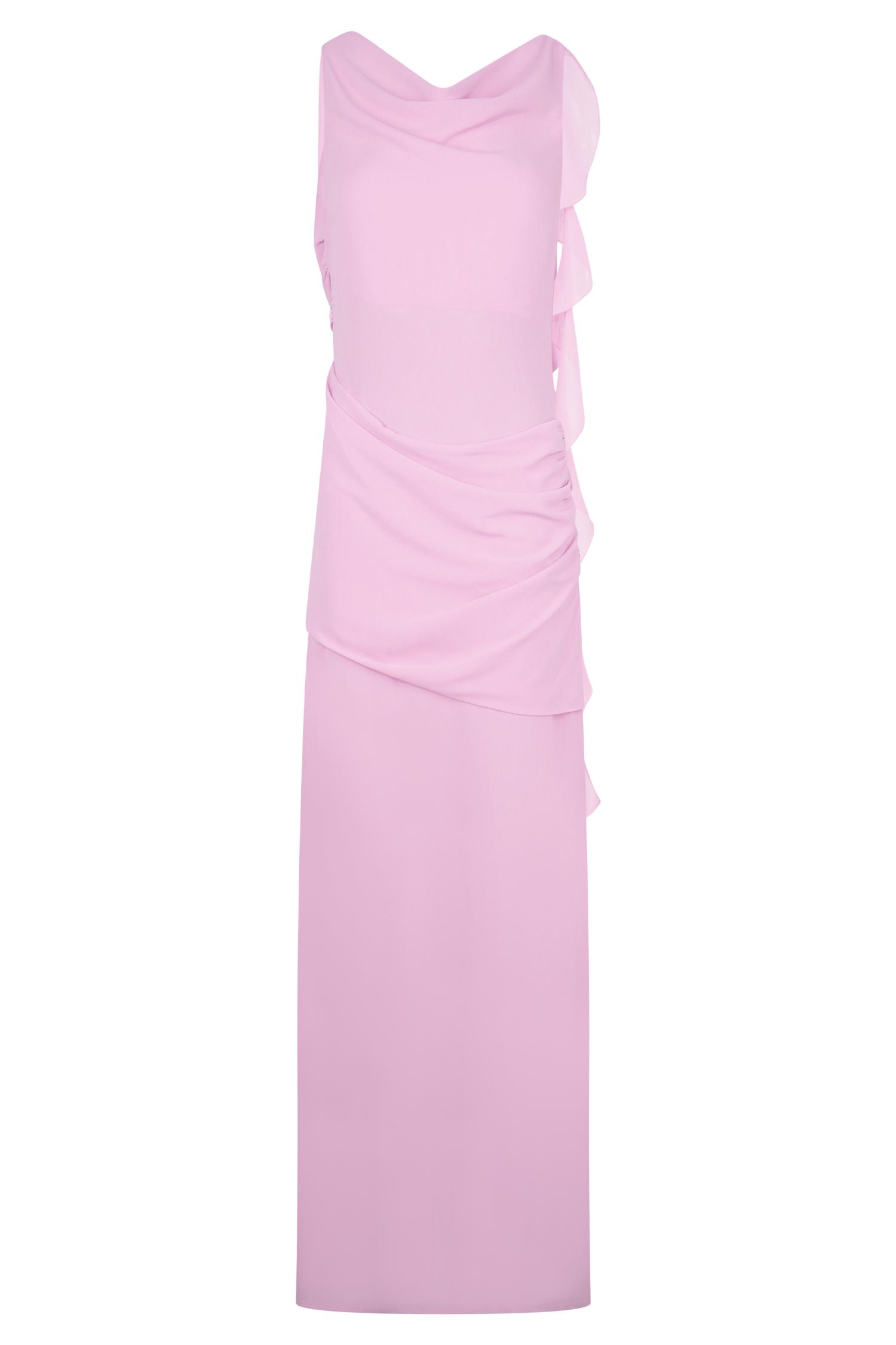 Daria Draped Chiffon Maxi Dress - Light Lilac Product Image