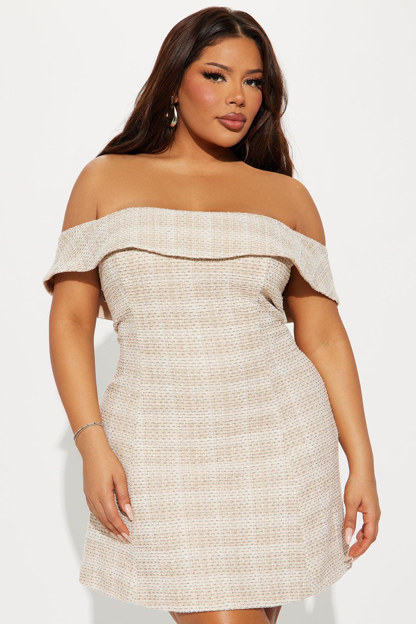 Important Lady Stretch Tweed Mini Dress - Mocha Product Image