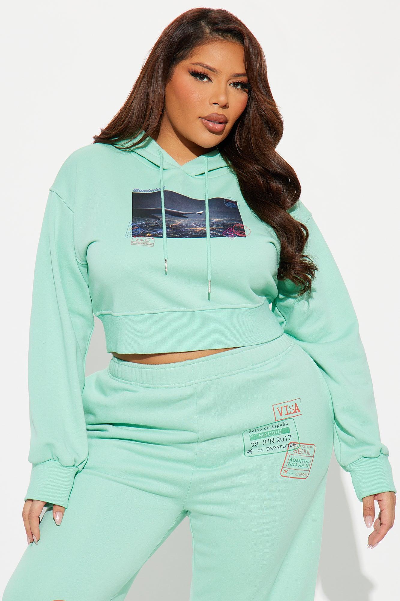 Airport Fit French Terry Pant Set - Mint Product Image