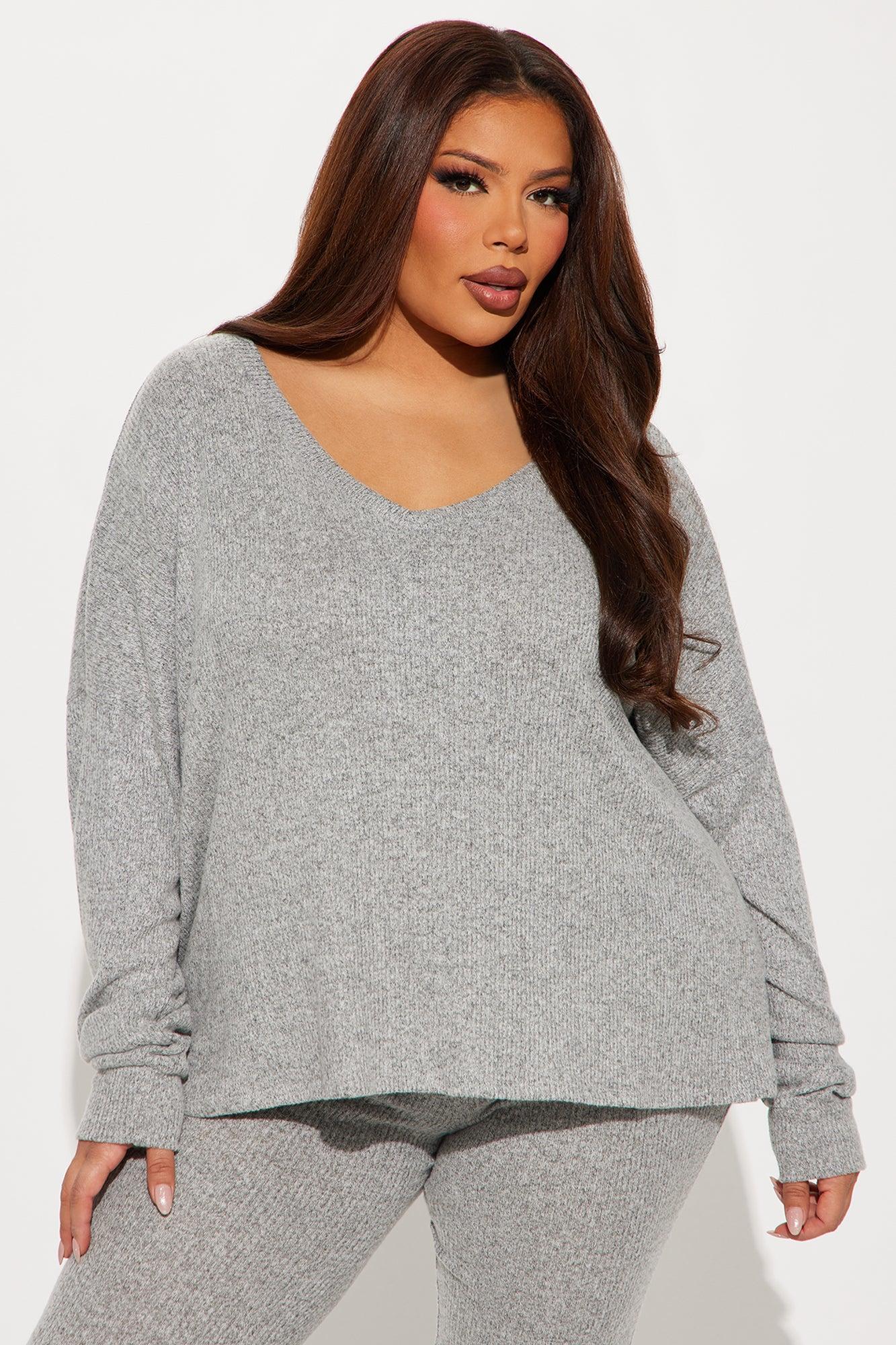 In The Clouds Cozy Pant Set - Heather Grey Product Image