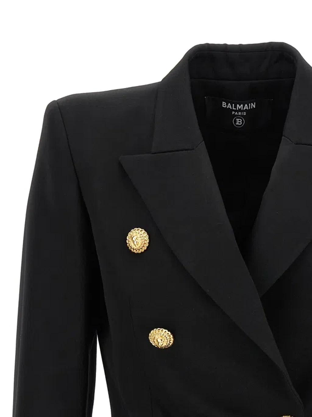 BALMAIN Double-breasted Grain De Poudre Wool Blazer In Multi Product Image