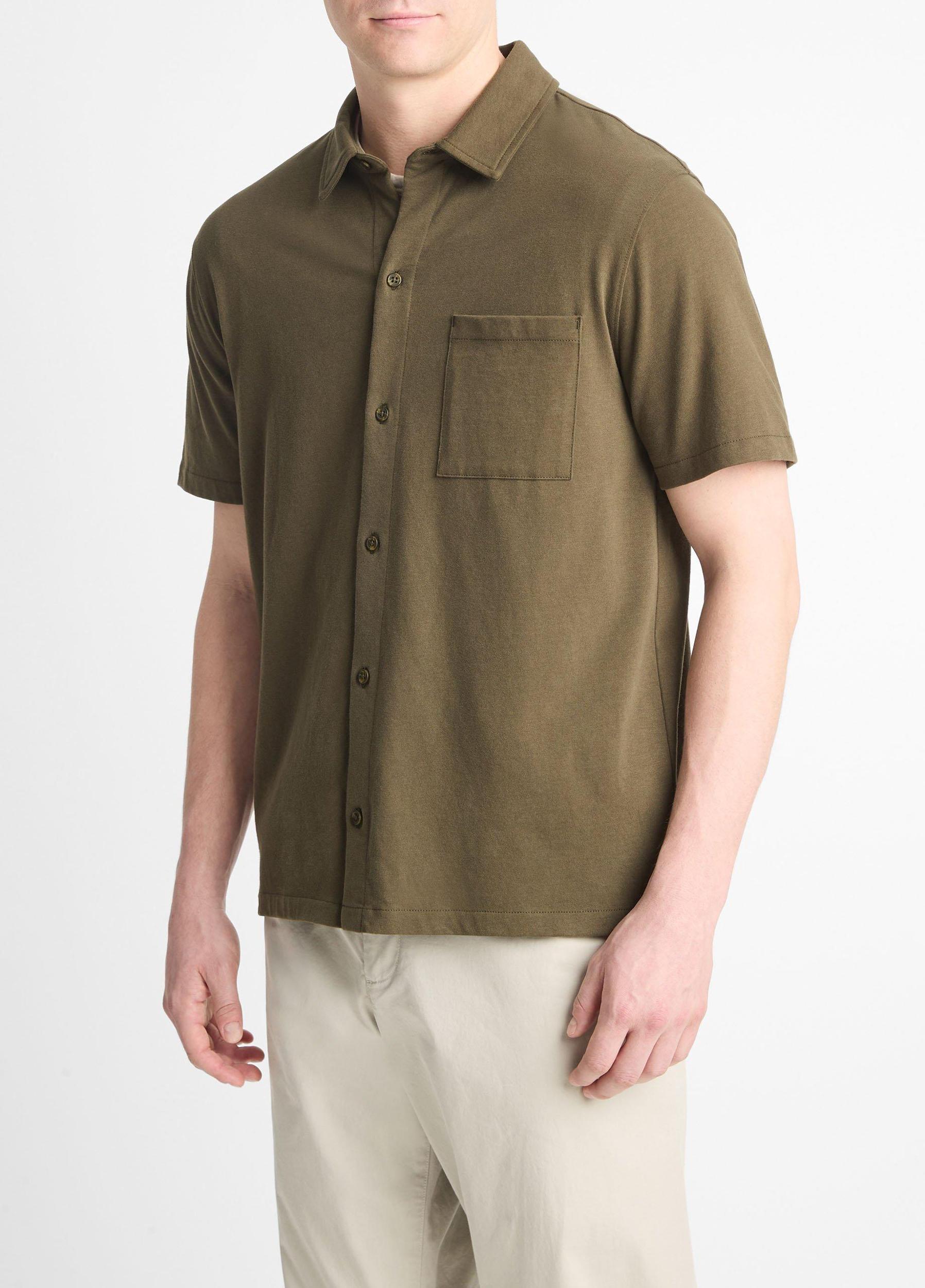 Mens Cotton Button-Front Shirt Product Image