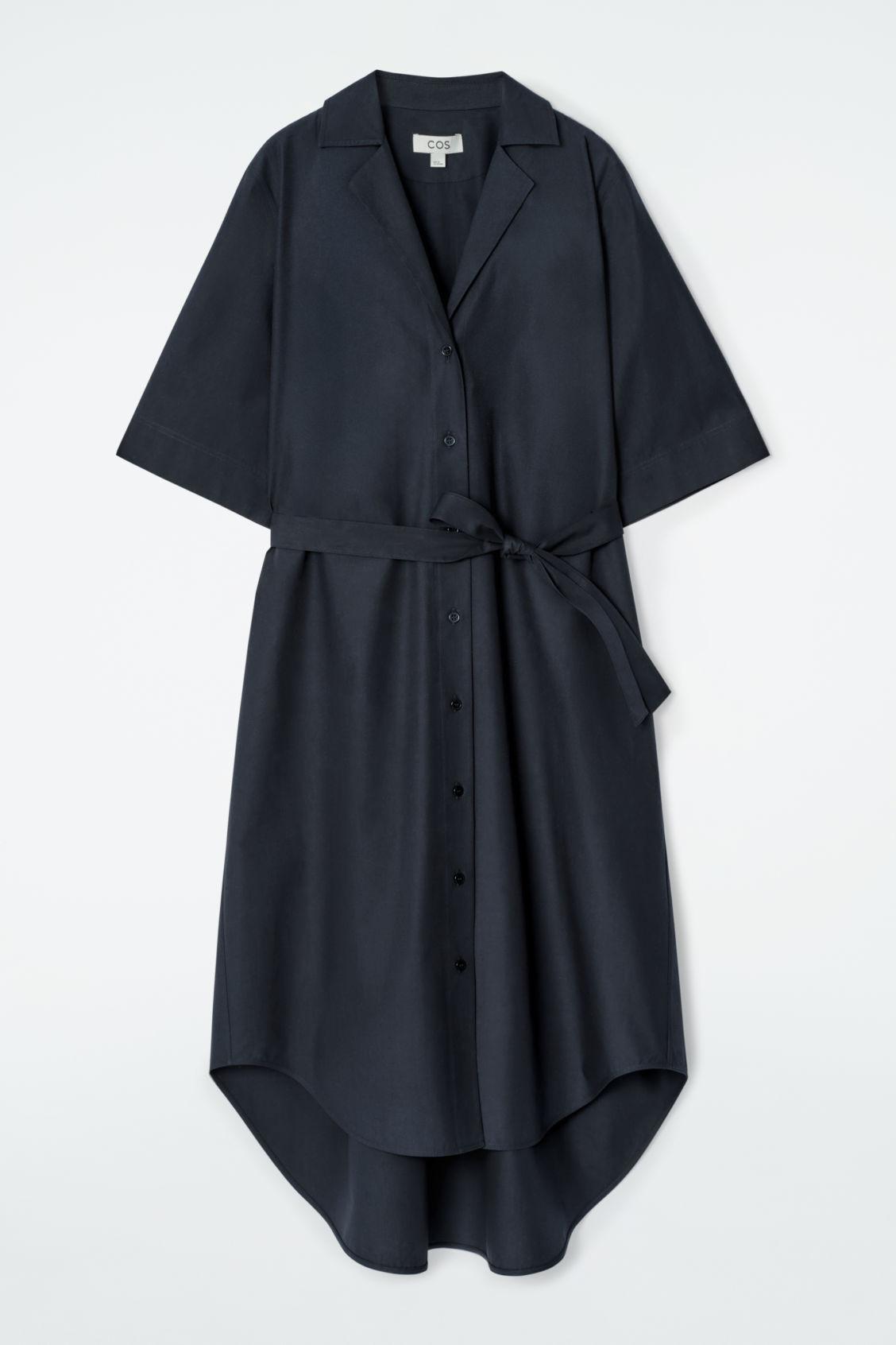 BELTED SHORT-SLEEVED MIDI SHIRT DRESS Product Image