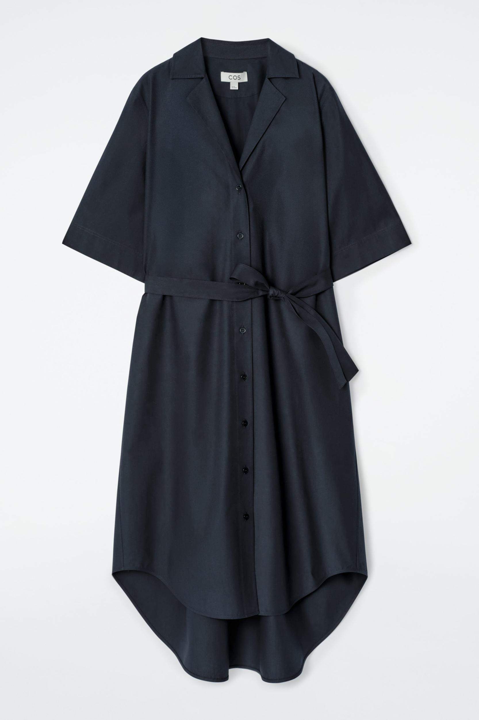BELTED SHORT-SLEEVED MIDI SHIRT DRESS Product Image