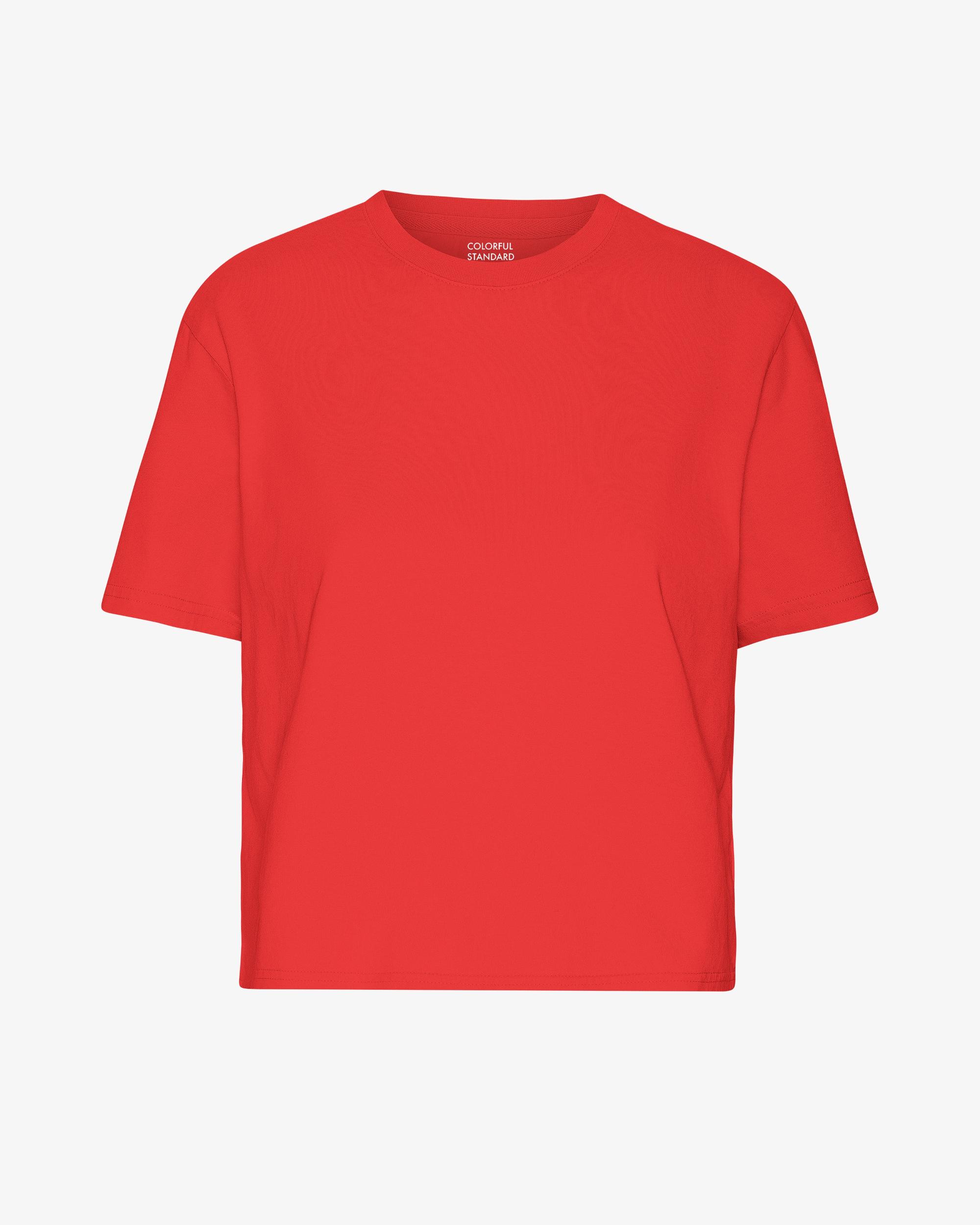 Organic Boxy Crop Tee - Red Tangerine Product Image