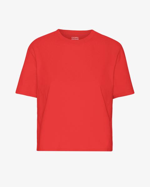 Organic Boxy Crop Tee - Red Tangerine Product Image